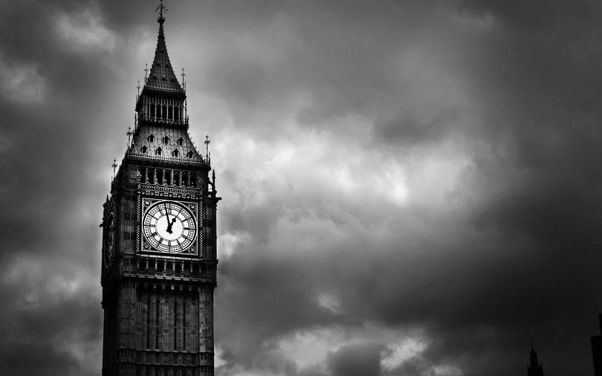 1920x1200 Man Made Big Ben Wallpaper. Big ben, London wallpaper, Black and white wallpaper