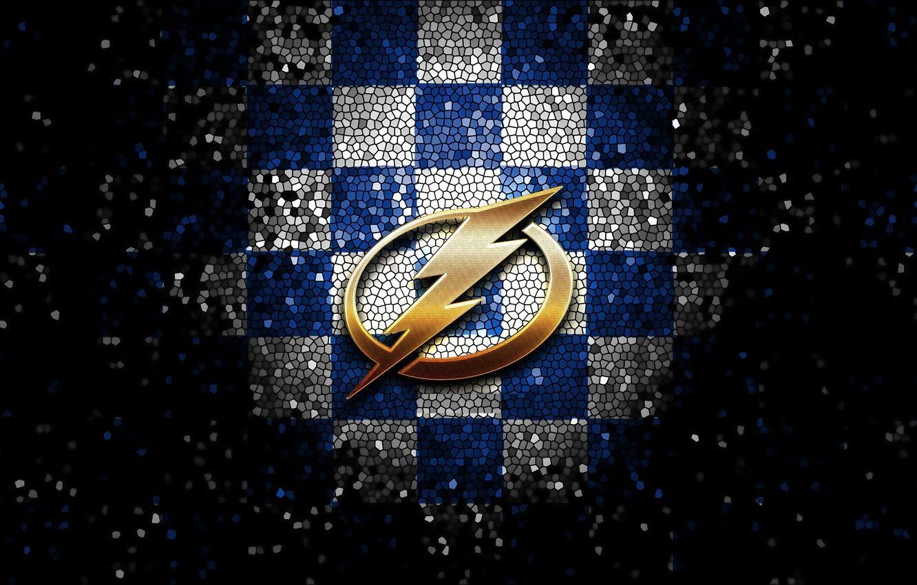 1332x850 Wallpaper wallpaper, sport, logo, NHL, hockey, glitter, checkered, Tampa Bay Lightning image for desktop, section спорт