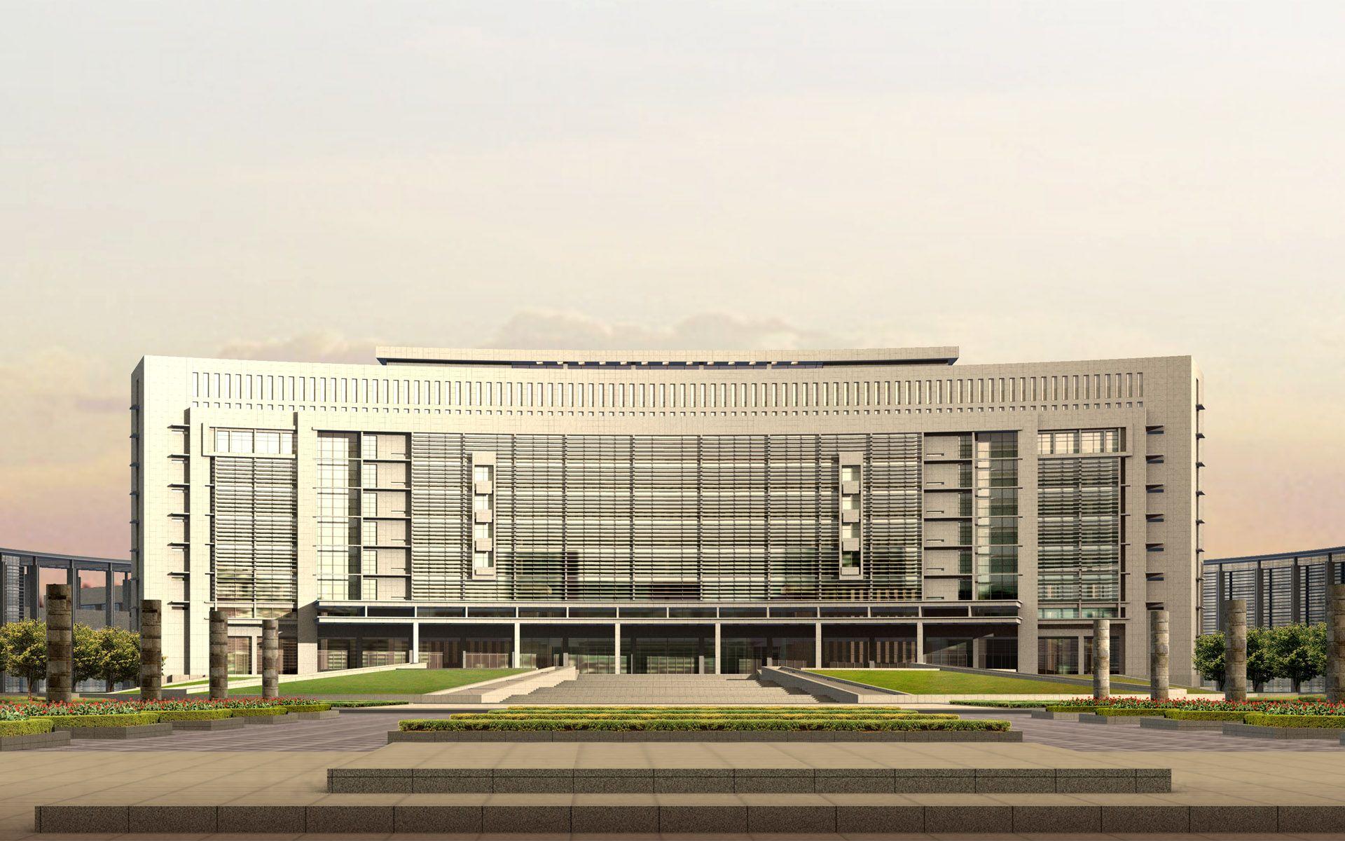 1920x1200 3D Commercial Building Design HD Wallpaper