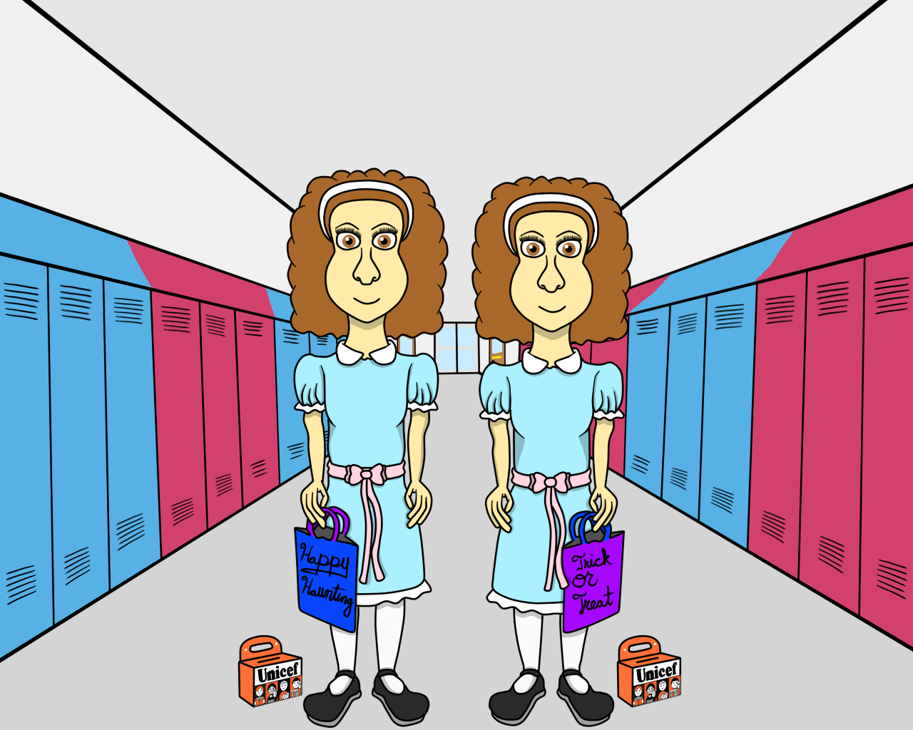 1280x1024 The shining wallpaper cartoon grady twins Halloween on degrassi farrell twins shining