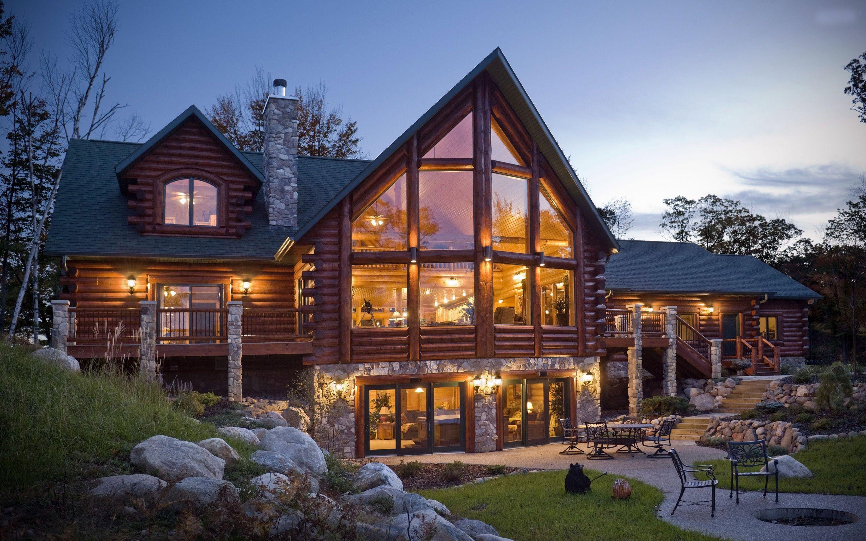 2880x1800 Log Cabins Wallpaper