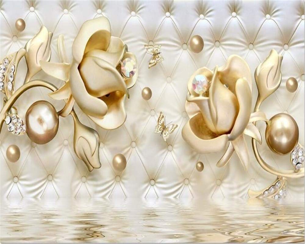 1000x800 Buy Avikalp Exclusive AWZ0137 3D Wallpaper Luxury Gold Roses Soft Bag Ball Jewelry Tv Background Wall Living Room Bedroom HD 3D Wallpaper(548cm x 304cm) Online at Low Prices in India