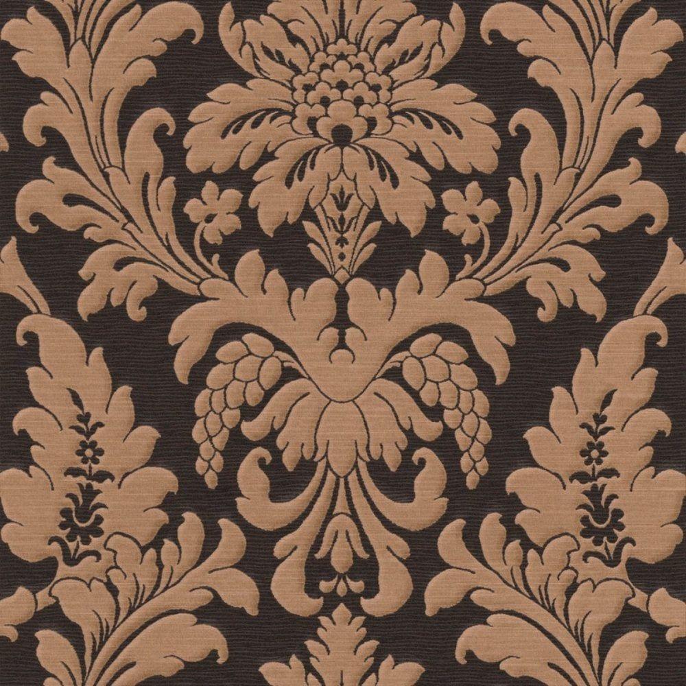 1000x1000 Rasch Luxury Bold Damask Black Gold Floral Pattern Wallpaper 513691