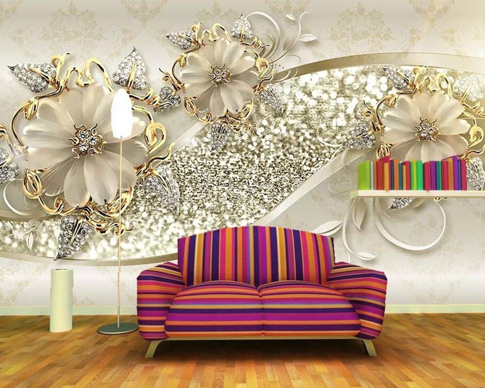 1000x800 Luxury gold 3D European pattern jewelry wallpaper, living room sofa TV wall bedroom kitchen wall papers home decor restaurant. Wallpaper