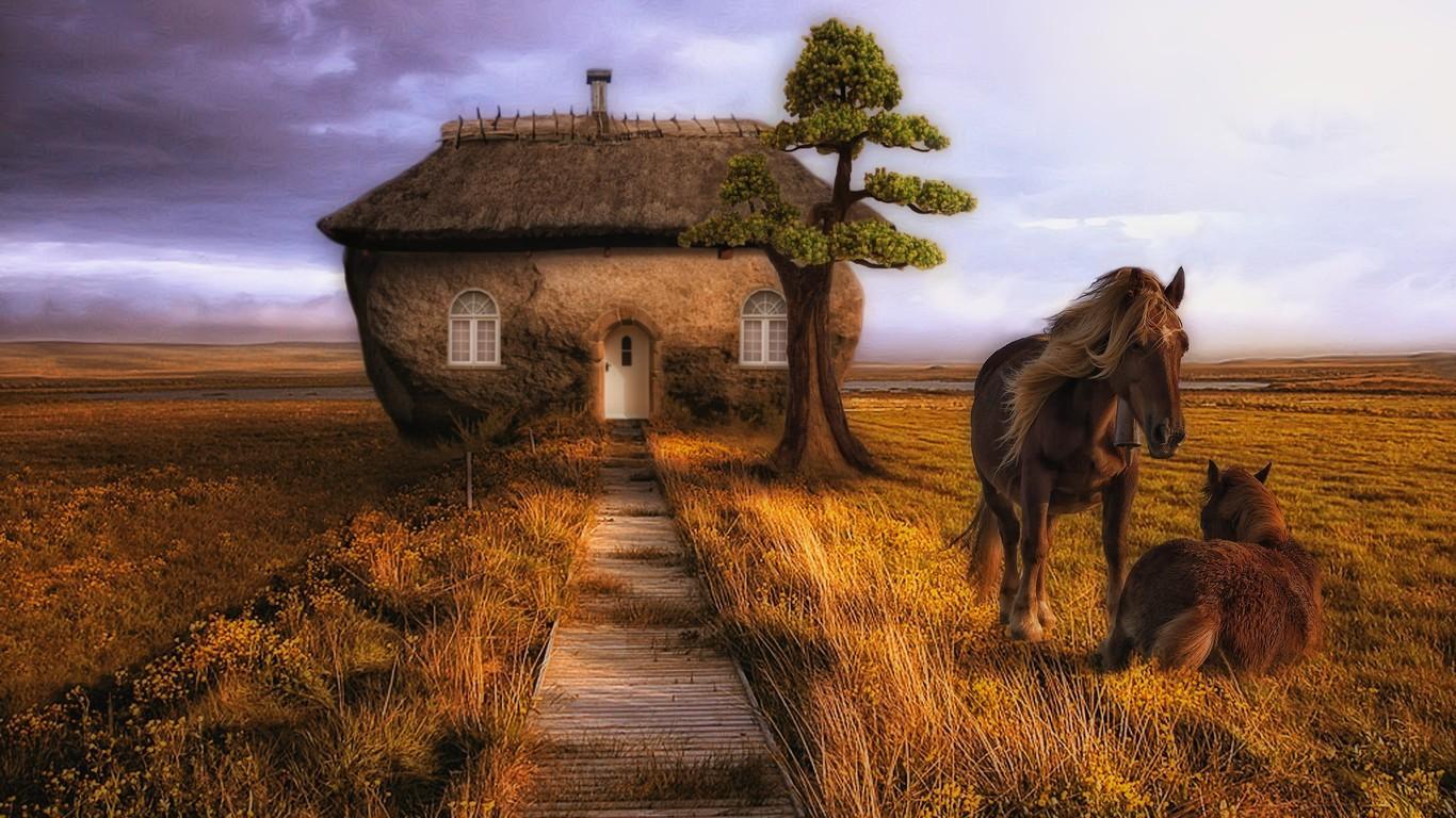 1366x768 Country Farmhouse Wallpaper 61655 HD Wallpaper Fantasy Art HD Wallpaper