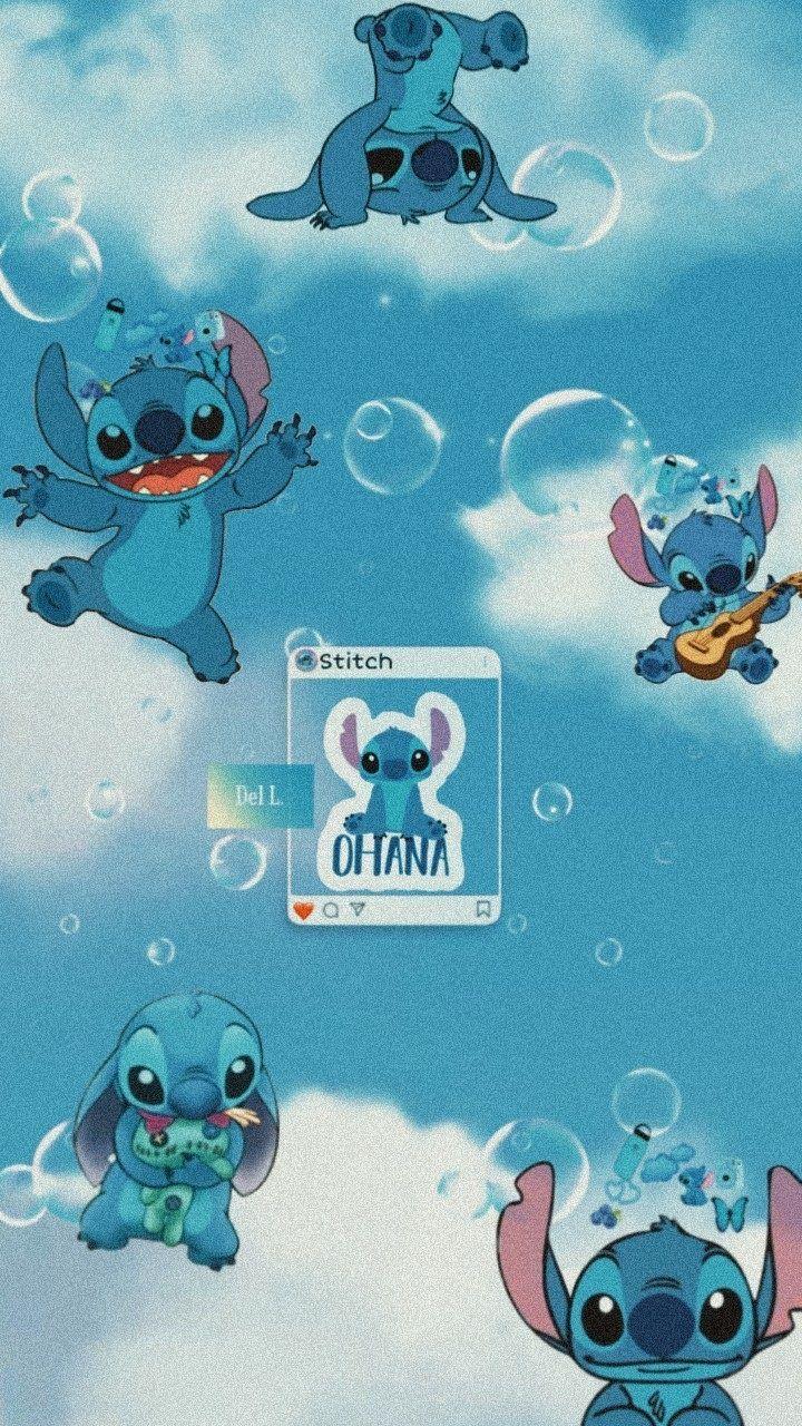 Stitch Wallpaper 4K Disney Cartoon Blue background 10901