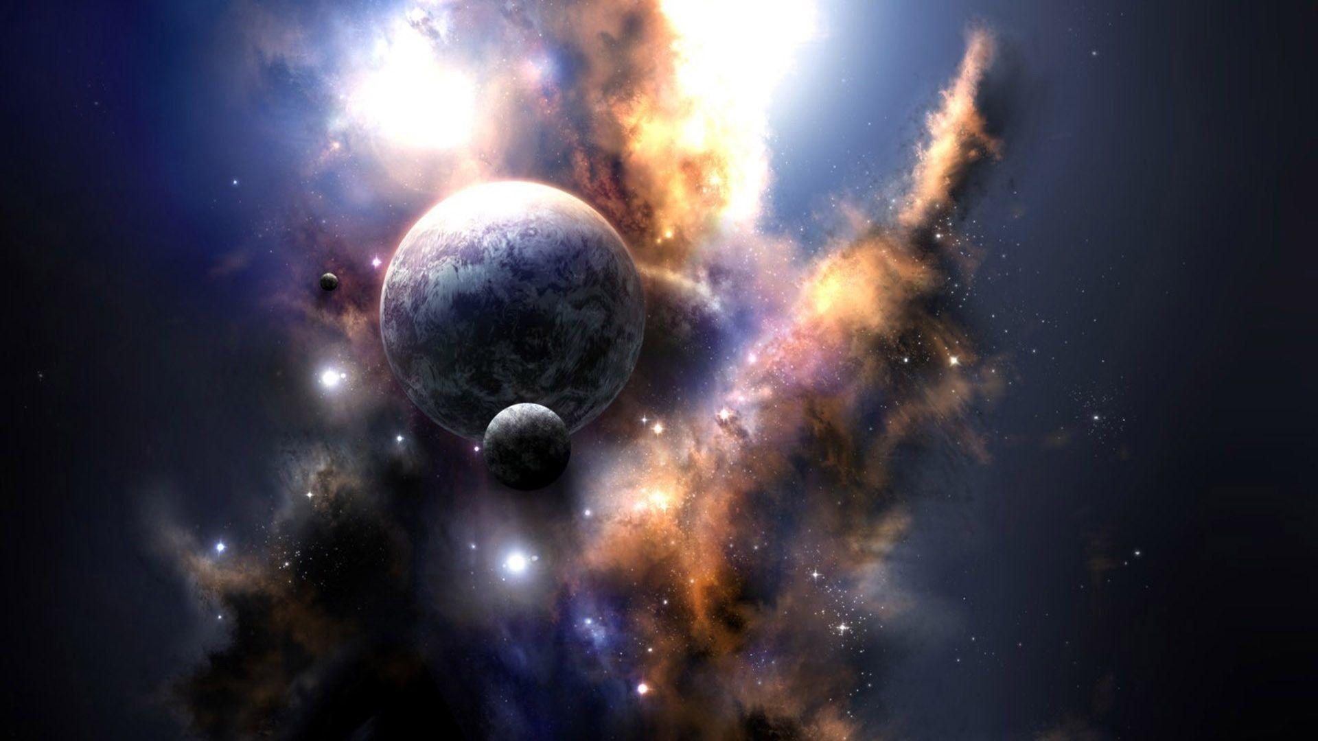 1920x1080 Wallpaper Orange space planets 1920x1080 Full HD 2K Picture, Image