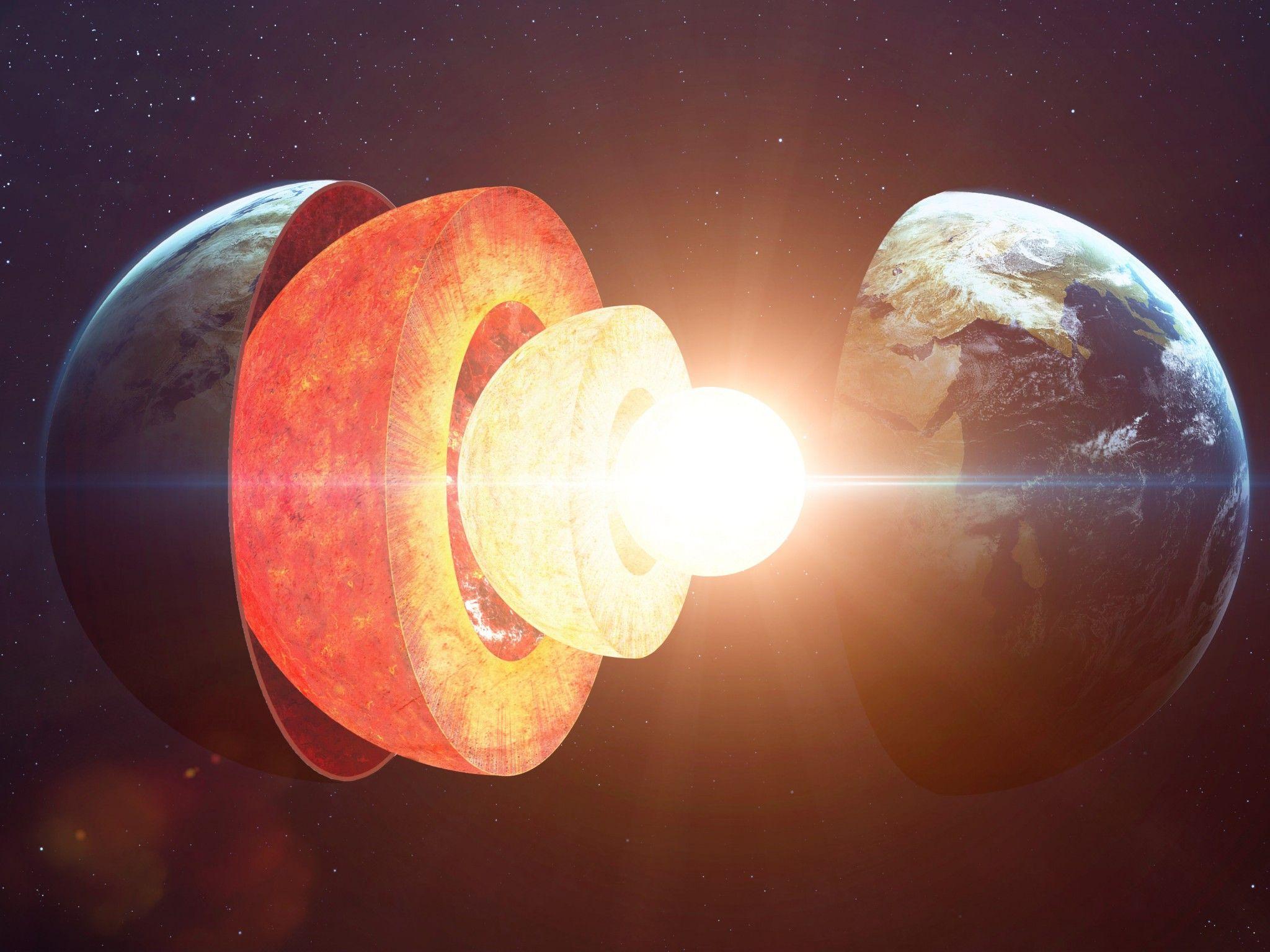2048x1536 Earth Core 4K Wallpaper, Fire, Stars, Bright Light, Orange, Space