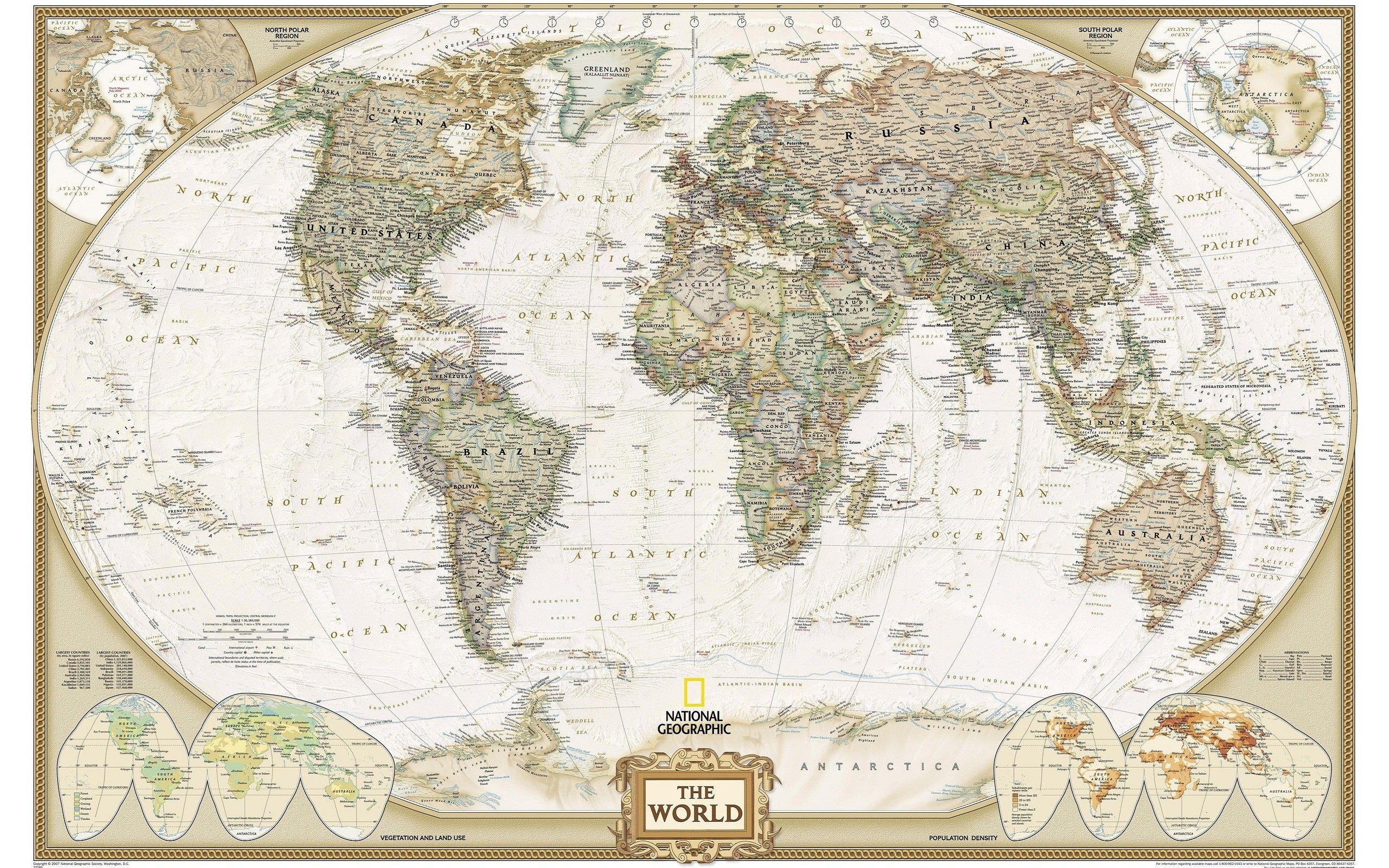 2560x1600 National Geographic World Map Continents Old Map Wallpaper: 2560x1600