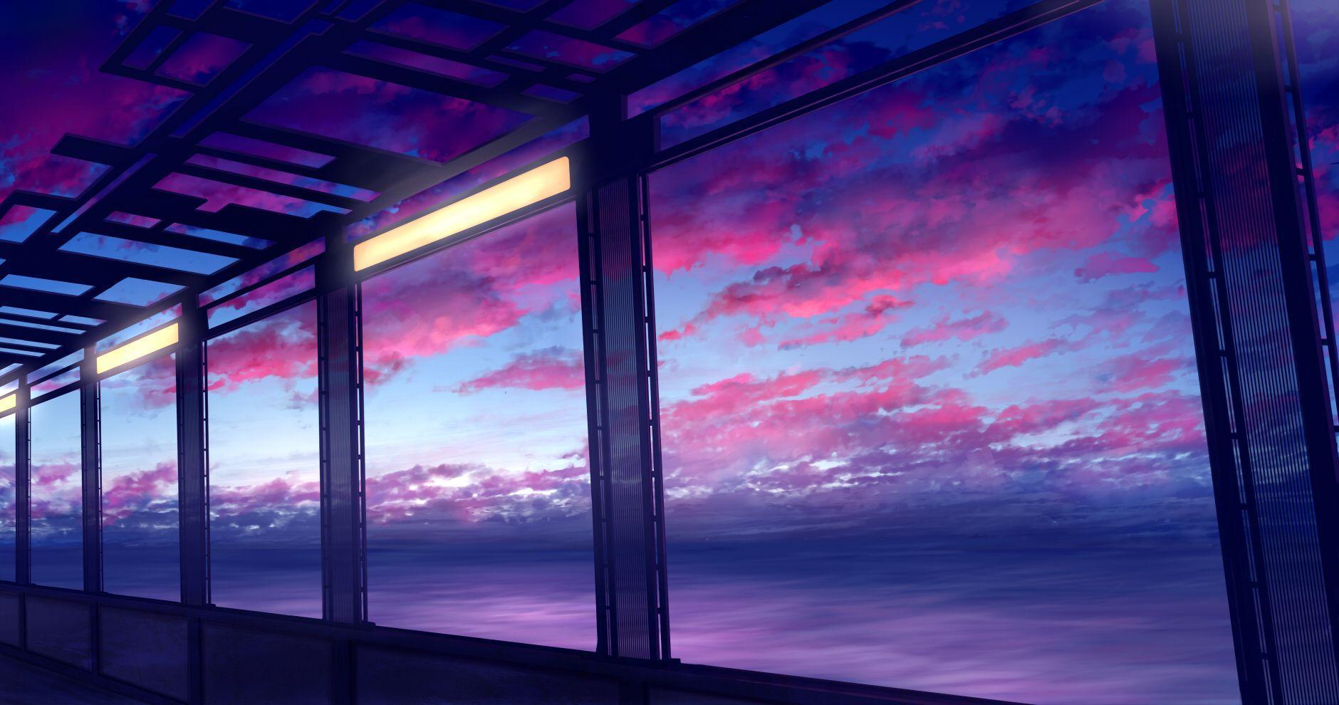 1880x990 Purple Anime Scenery Wallpaper