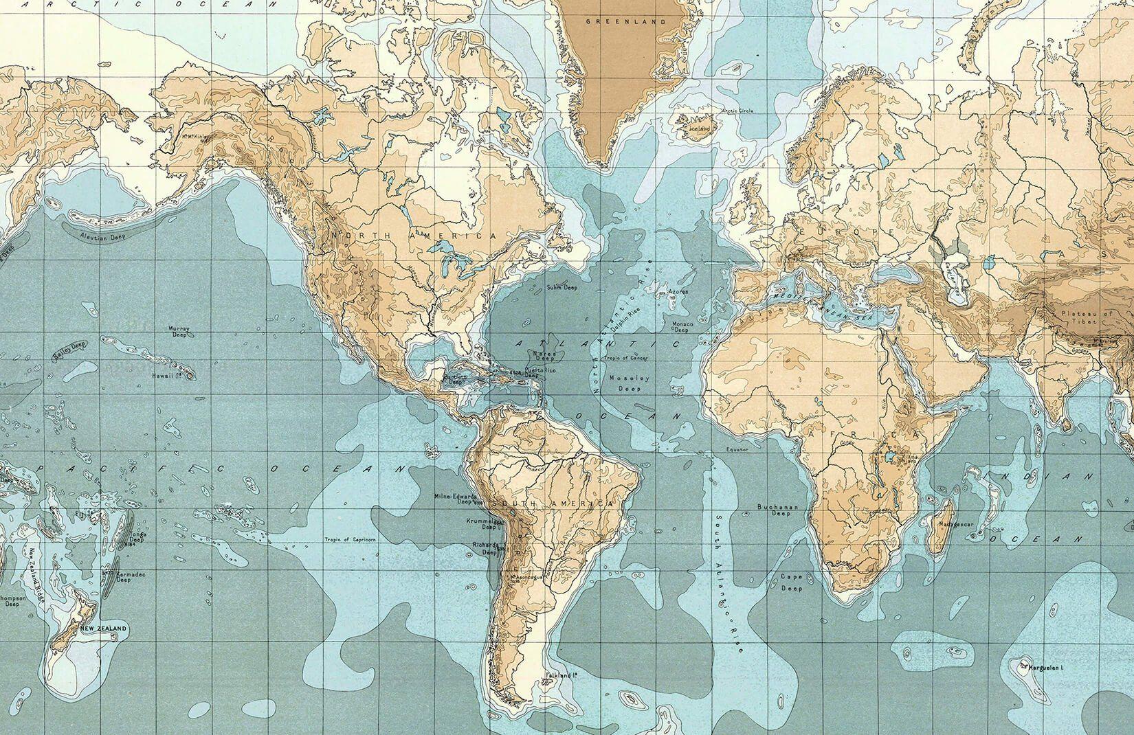 1650x1070 Vintage Map Mural