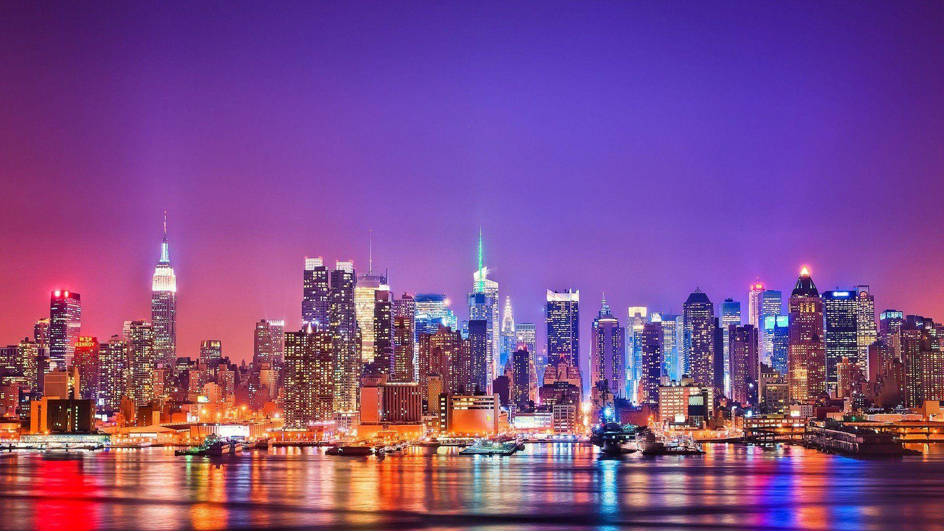 1920x1080 New York City, Night, Building, City lights Wallpaper HD / Desktop and Mobile Background