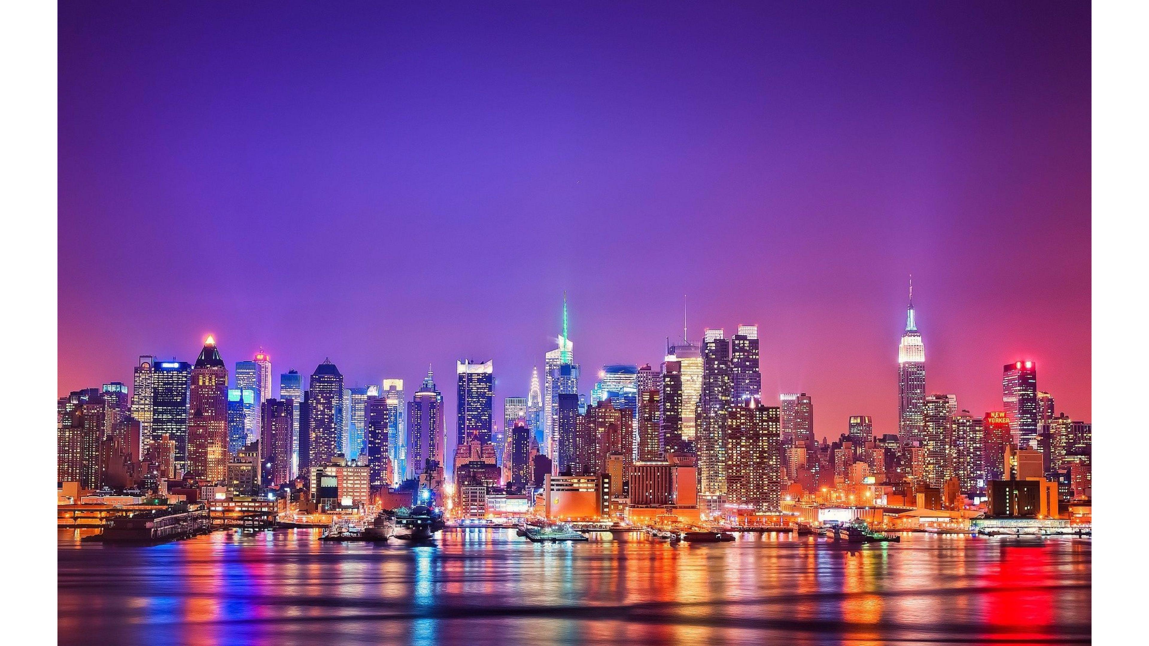 3840x2160 New York Lights Ultra HD Wallpaper