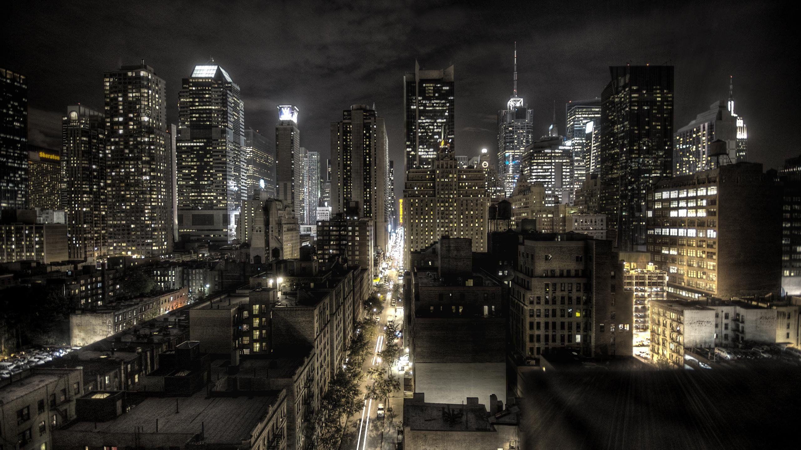 2560x1440 night, City, Lights, Skyscraper, New York City Wallpaper HD / Desktop and Mobile Background