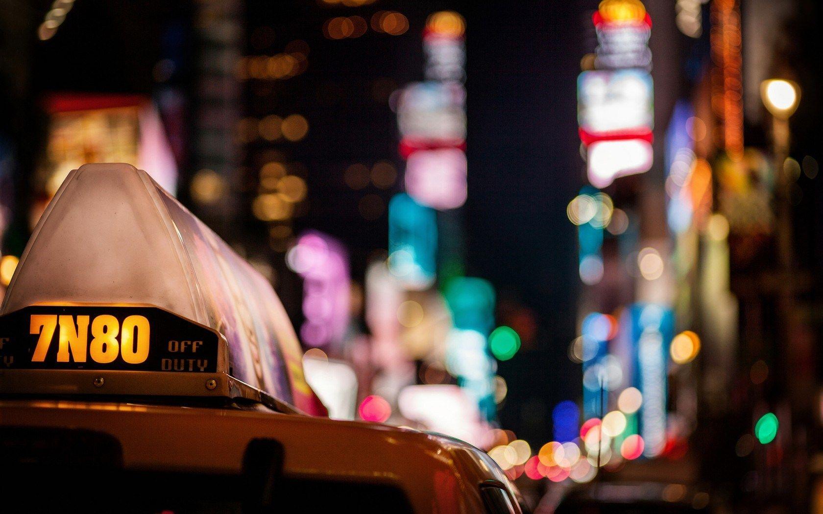 1680x1050 New York City Taxi Lights