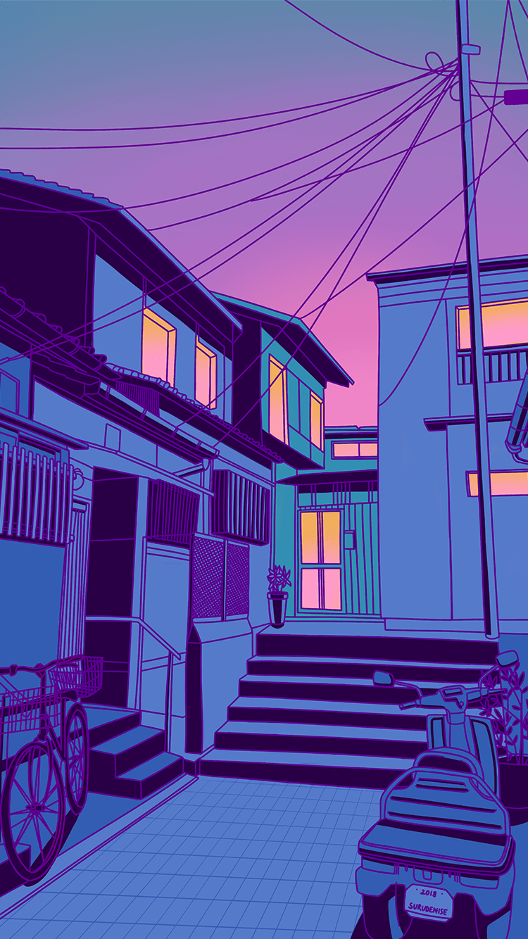 750x1334 Kyoto Everything - Pastel Japan của surudenise.  Tranh thẩm mỹ, Hình nền Vaporwave, Hình nền phong cảnh anime