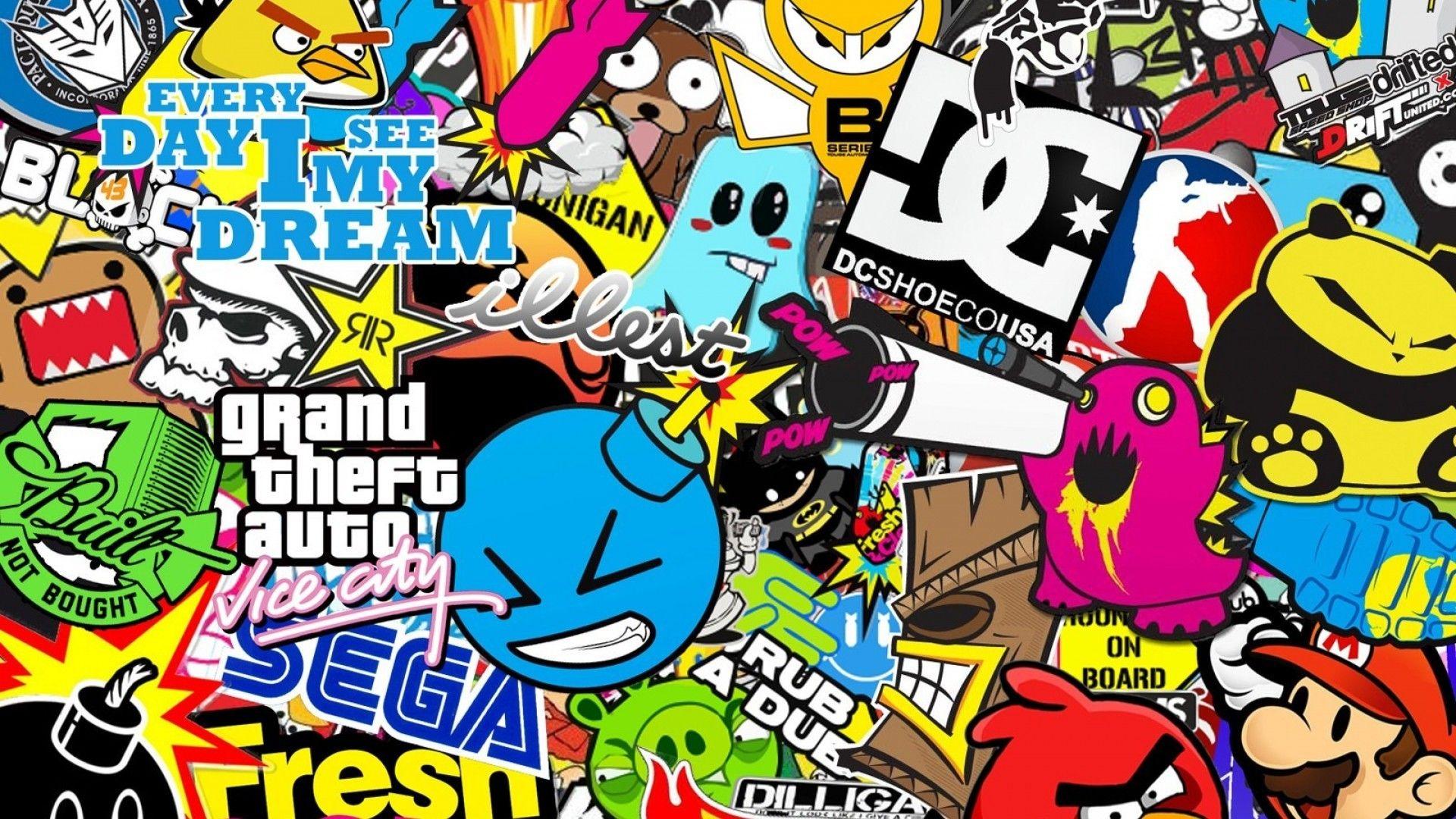 1920x1080 Sticker Bomb Wallpaper HD