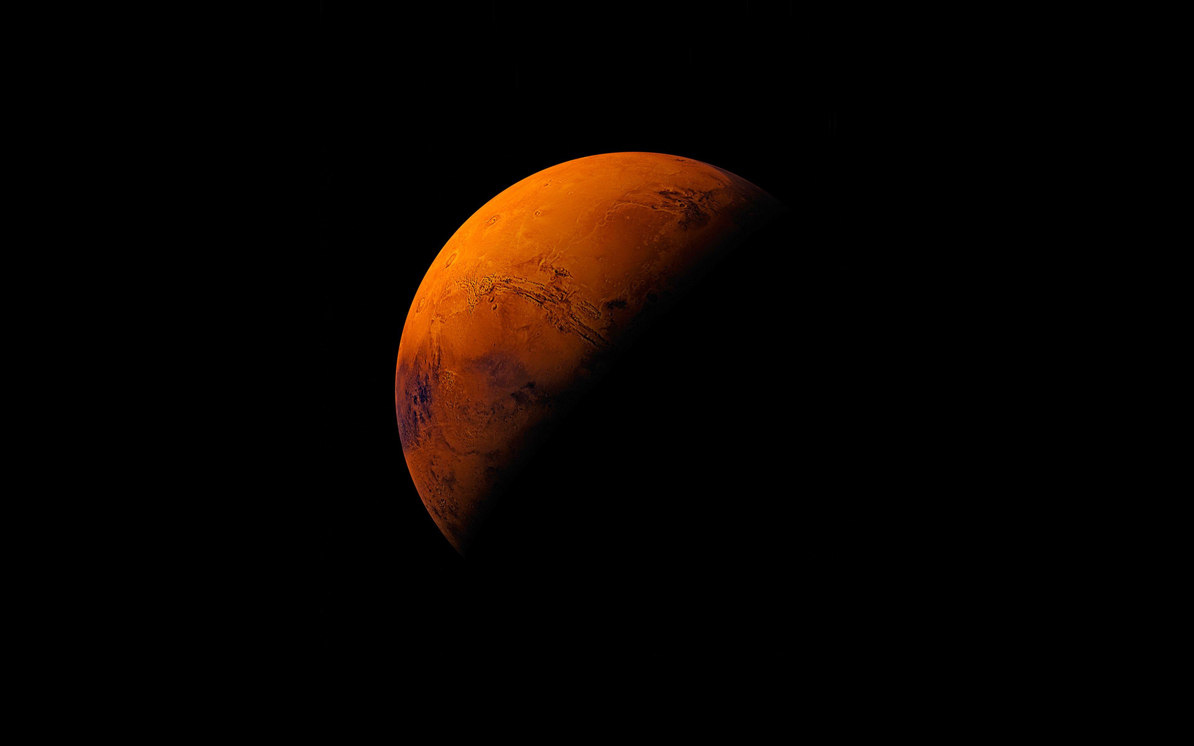 3840x2400 Mars Planet Apple Dark Space Orange