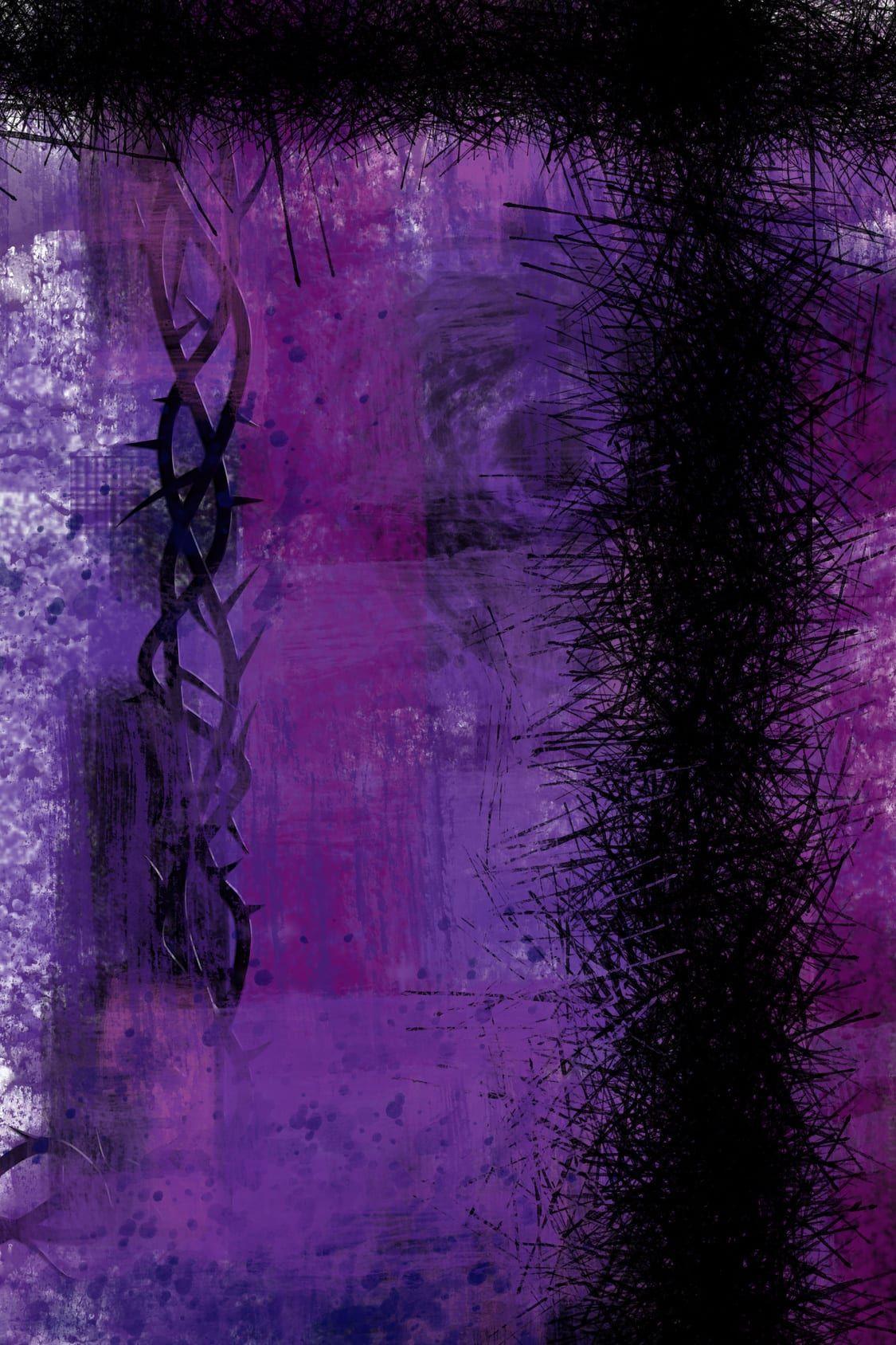 1125x1688 Lent Apstract Purple Background With Cross Of Thorns Purple Lent Background HD Wallpaper