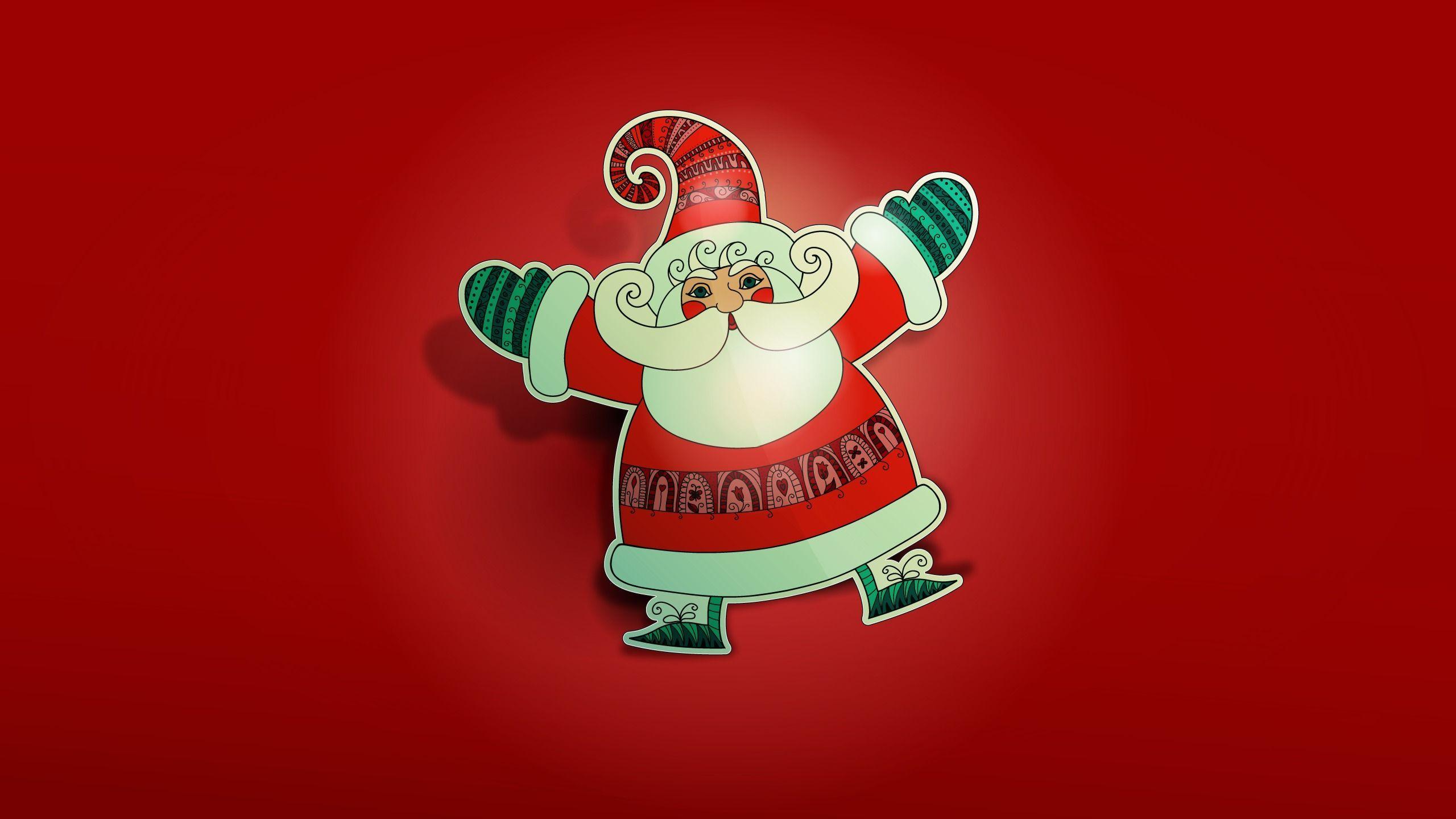 2560x1440 Santa Claus, origami, funny, red background, new year 2015. Santa claus wallpaper, Christmas desktop wallpaper, Cute christmas presents