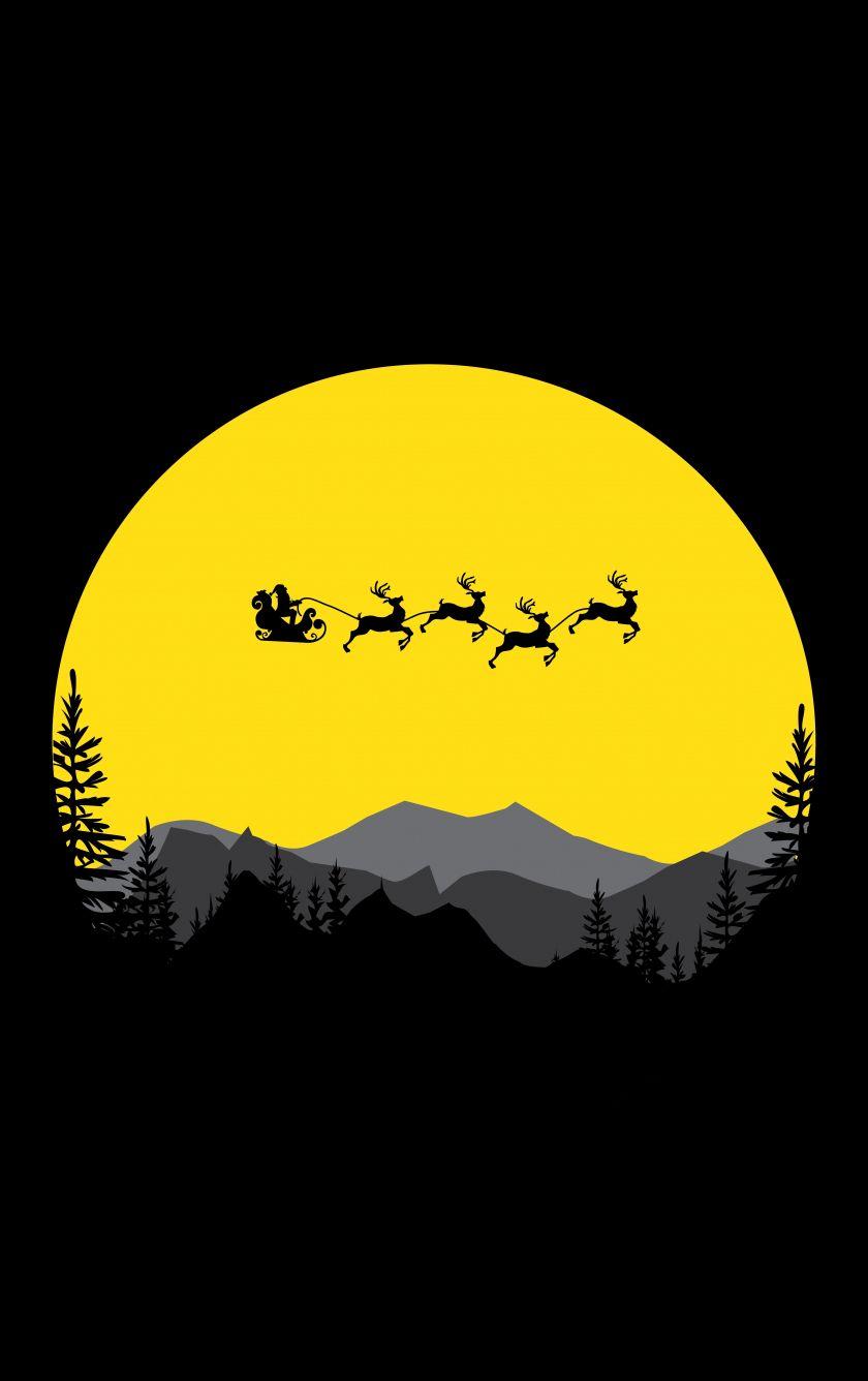 840x1336 Download 840x1336 wallpaper santa claus, moon, reindeer, chariot, silhouette, iphone iphone 5s, iphone 5c, ipod touch, 840x1336 HD image, background, 14867
