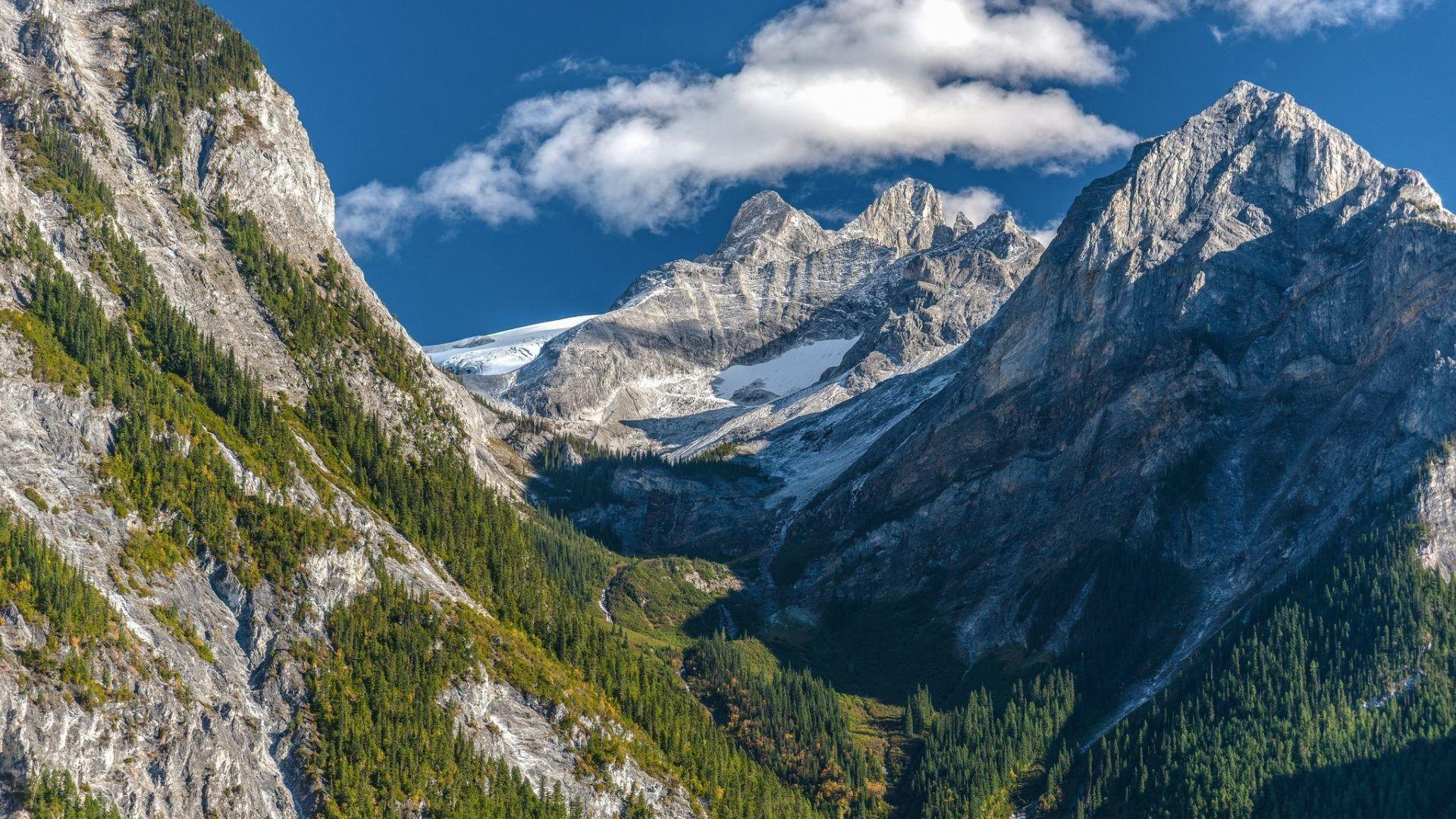 1920x1080 Mountains wallpaper: Clouds Snow Landscapes Rivers Fences