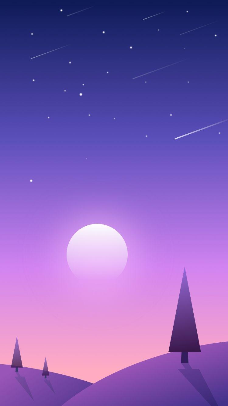 750x1333 Sunset Scenery Sky Shooting Stars IPhone Wallpaper. Landscape Illustration, Minimalist Wallpaper, Digital Wallpaper