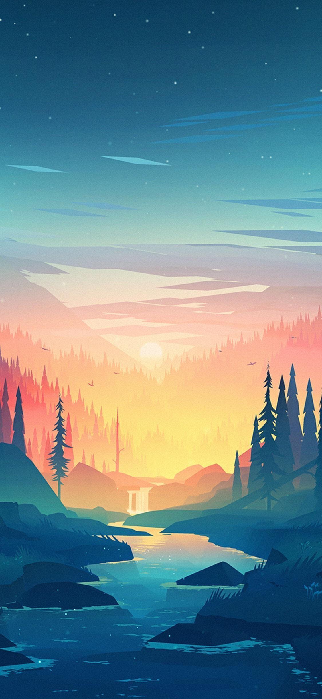 1125x2436 Phong cảnh Anime Hình nền iPhone X