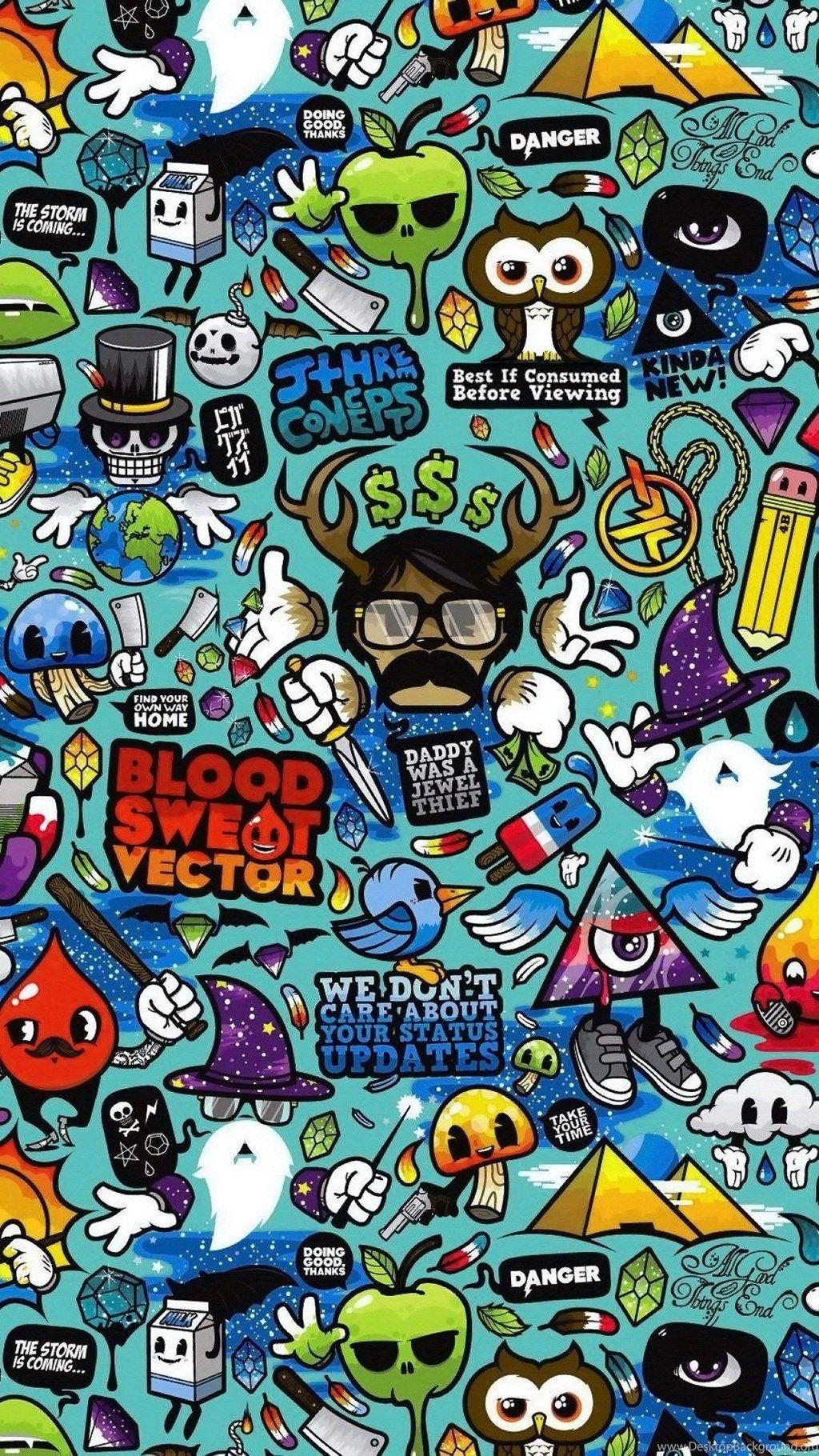 1024x1820 Sticker Bomb Wallpaper