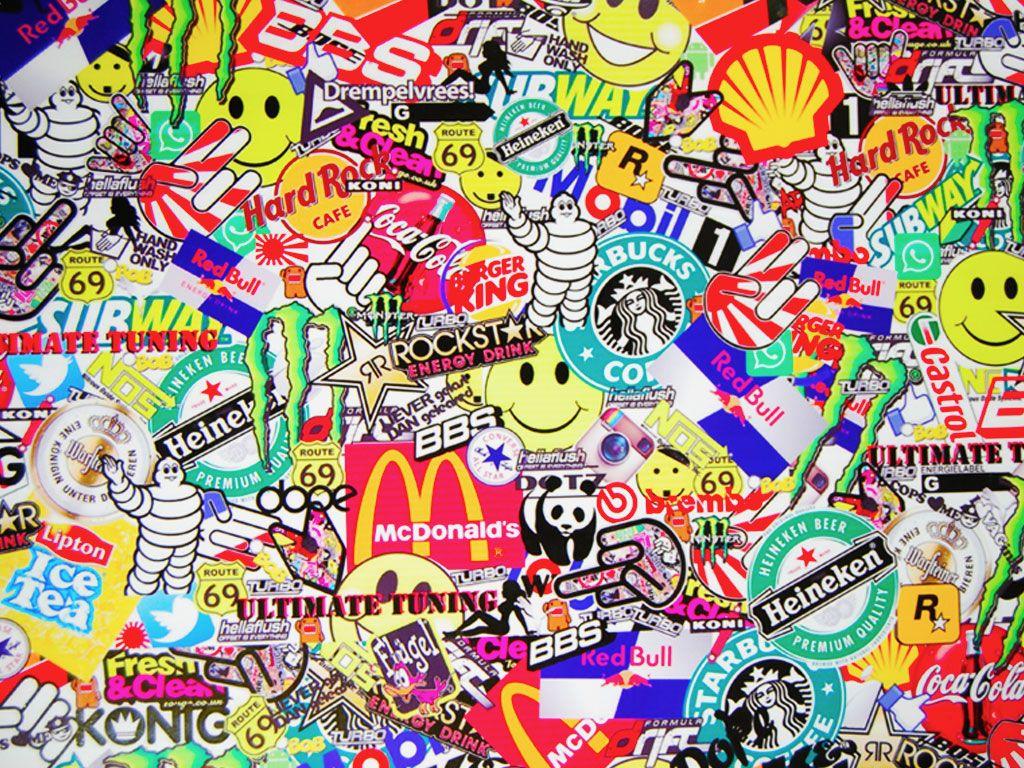 1024x768 Rwraps™ Shocker Sticker Bomb Vinyl Wrap. Car Wrap Film