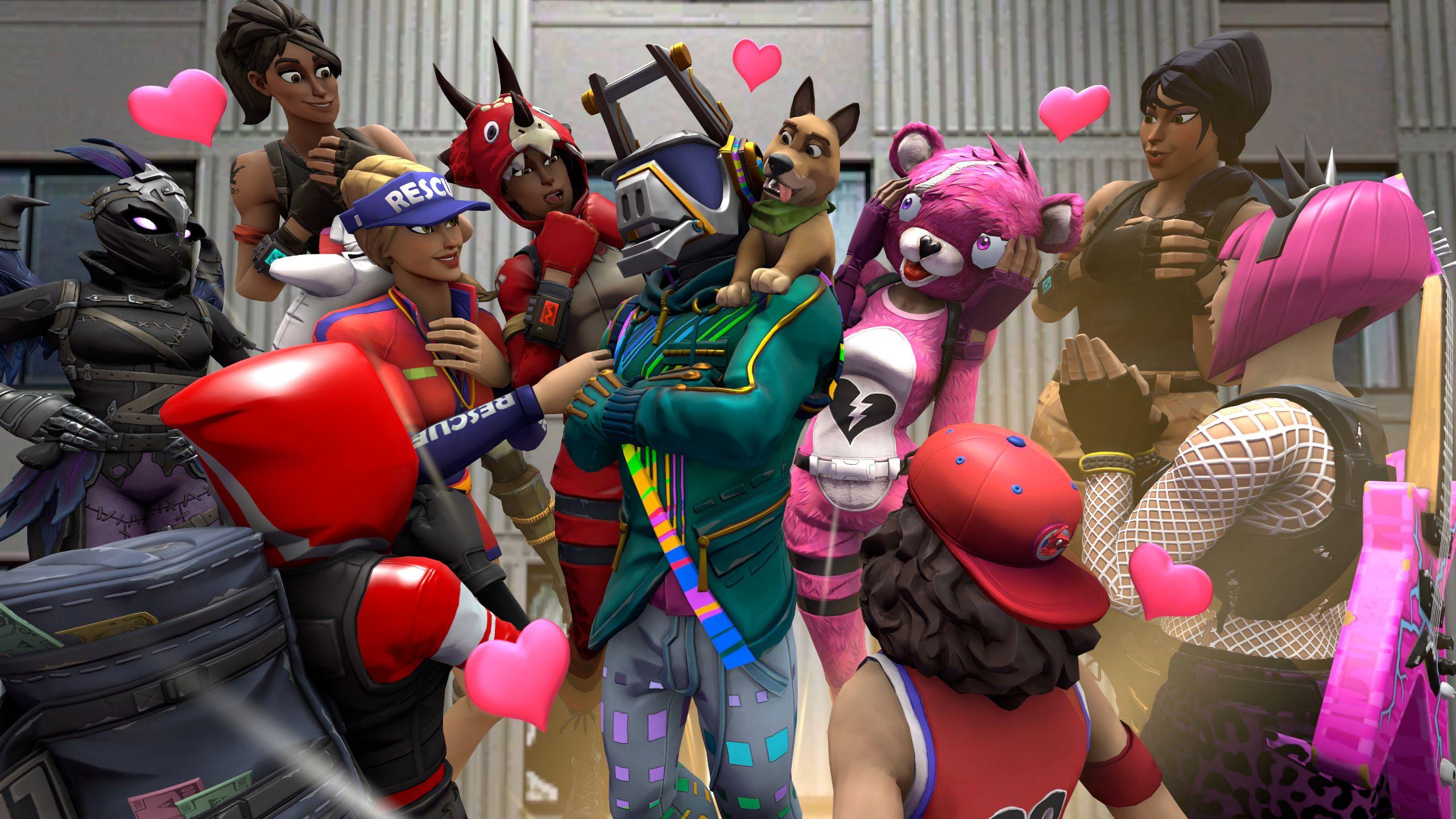 2560x1440 Download Characters, fun, party, video game, Fortnite wallpaper, 2560x Dual Wide, Widescreen 16: Widescreen