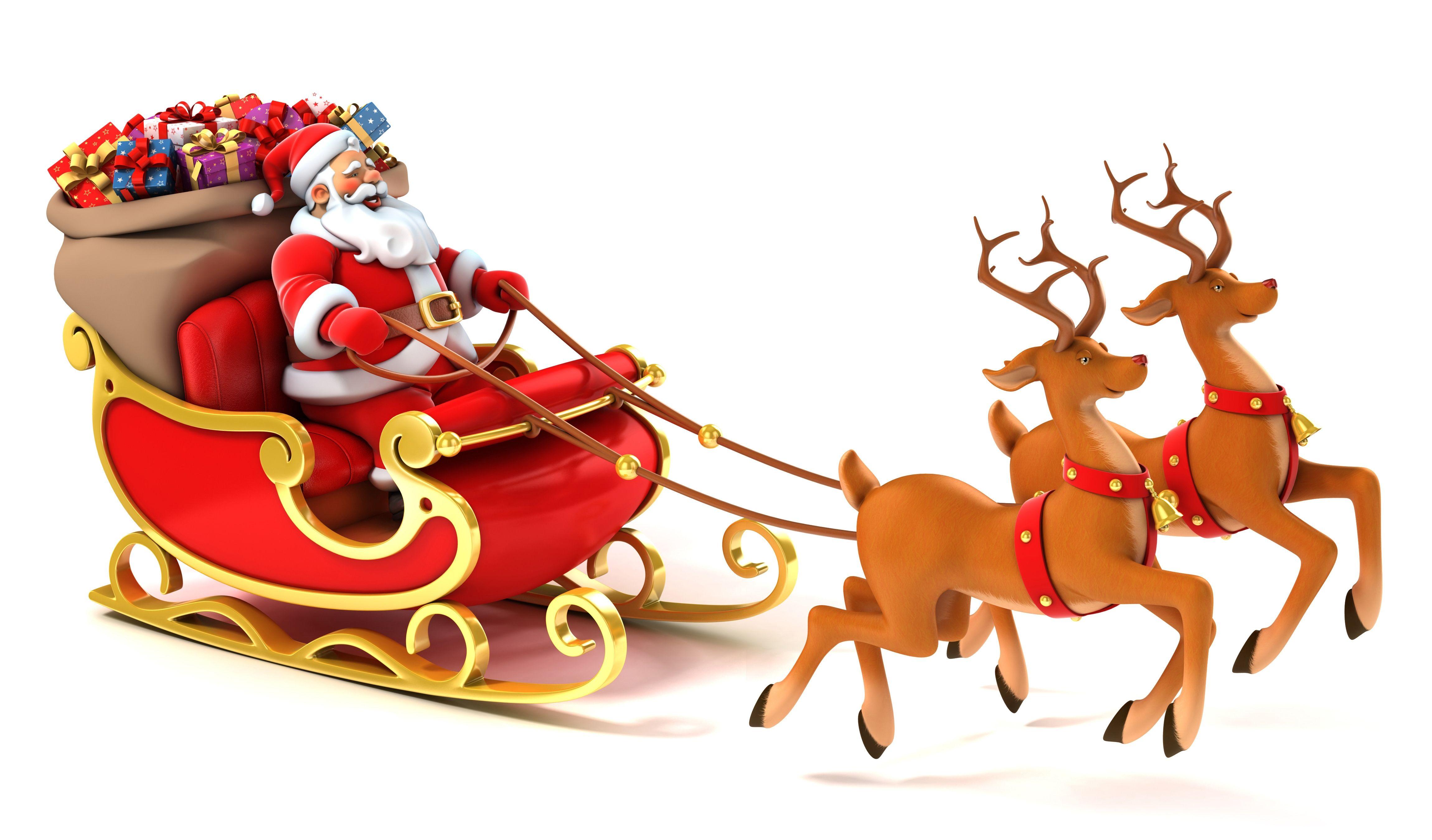 4600x2700 Santa Claus Rein Deer Cartoon Kids Christmas Wallpaper