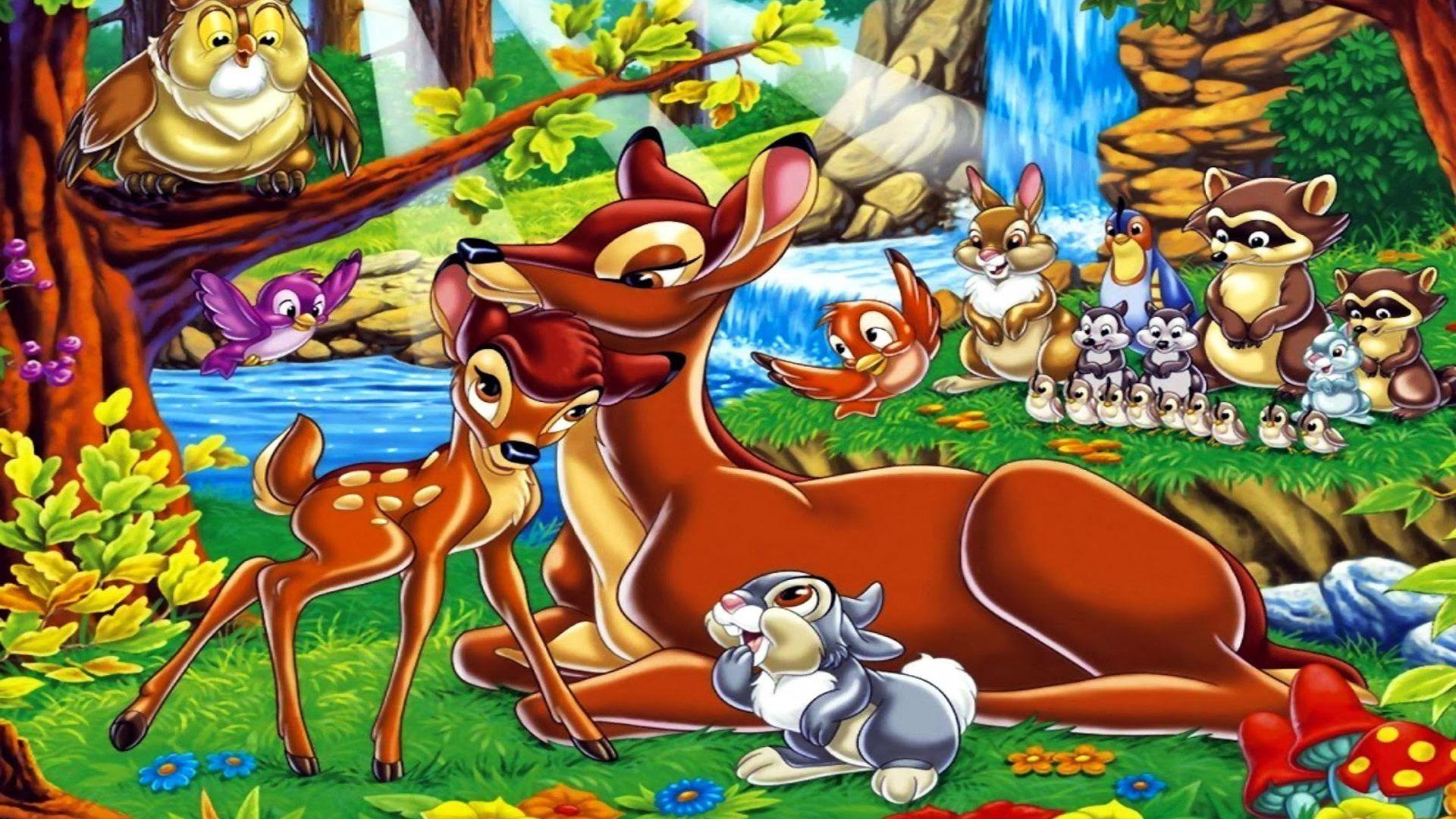 1920x1080 Deer Bambi And Bambi's Mother With Friends Disney Cartoon Wallpaper HD 1920x1200 :