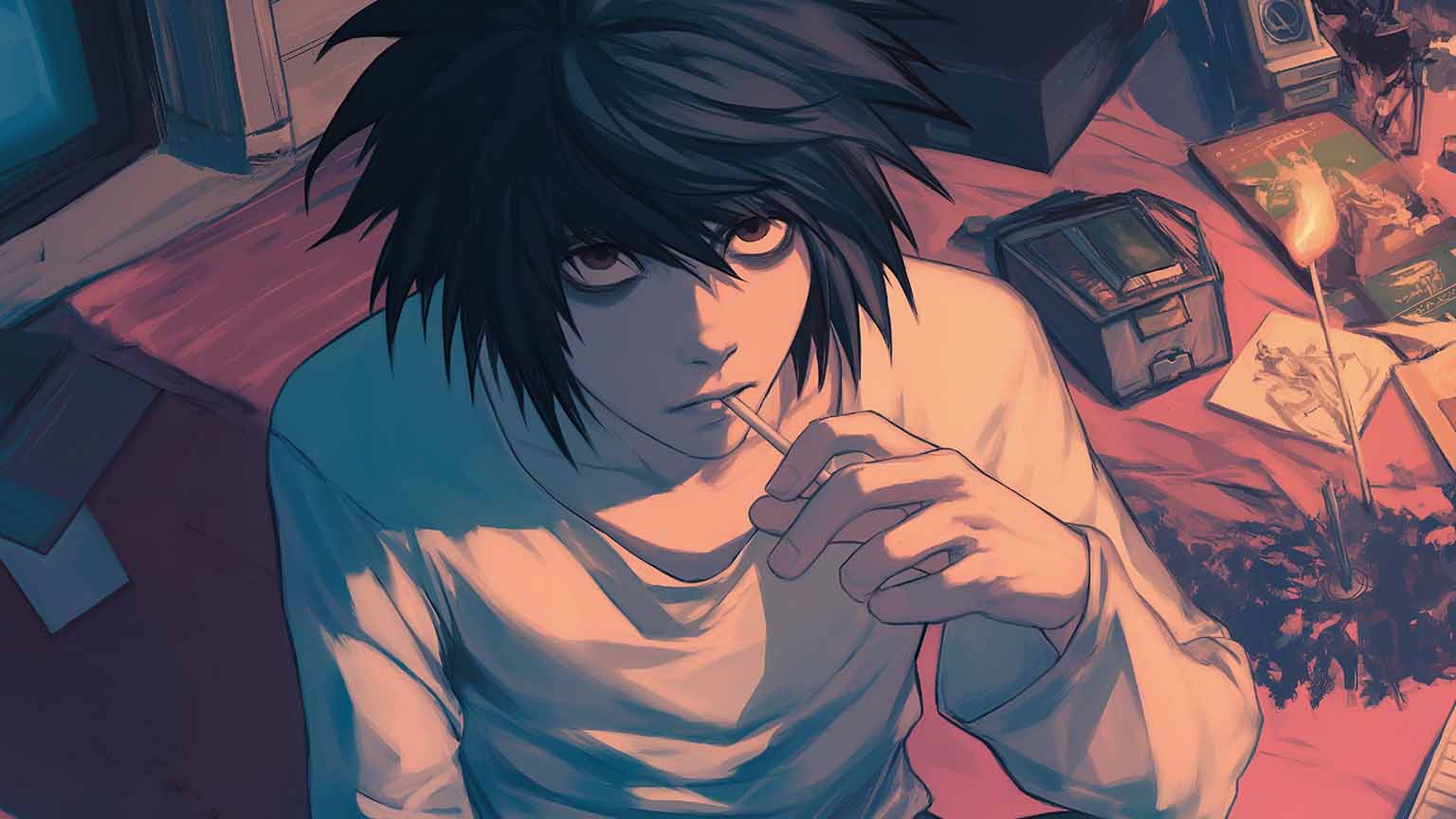 1536x864 Death Note L with Lollipop Desktop Wallpaper Wallpaper 4k