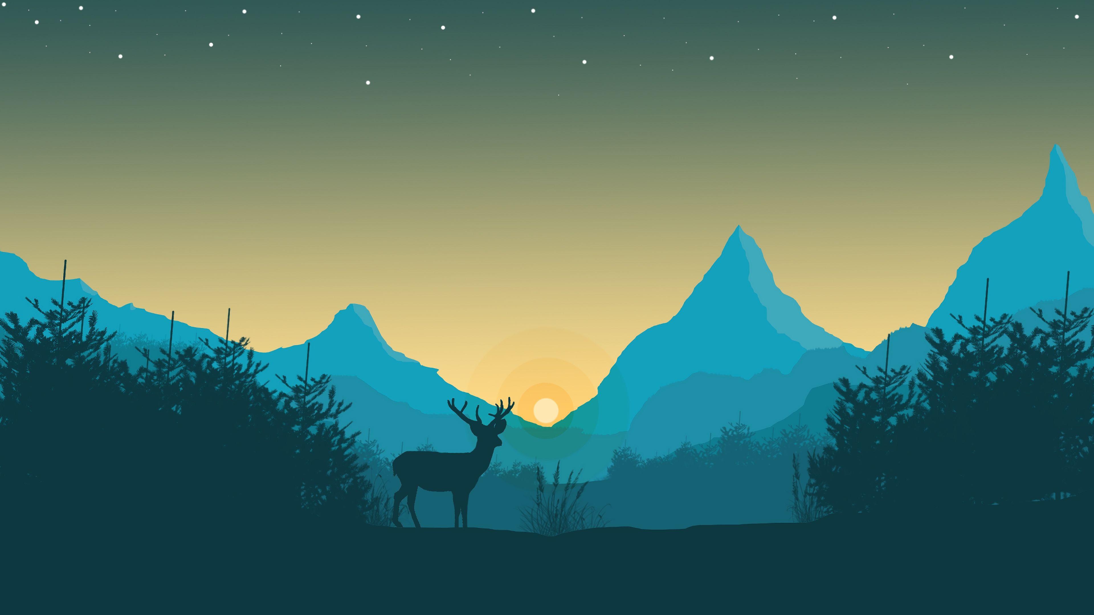 3840x2160 Minimalist Landscape Nature Sunrise 4K