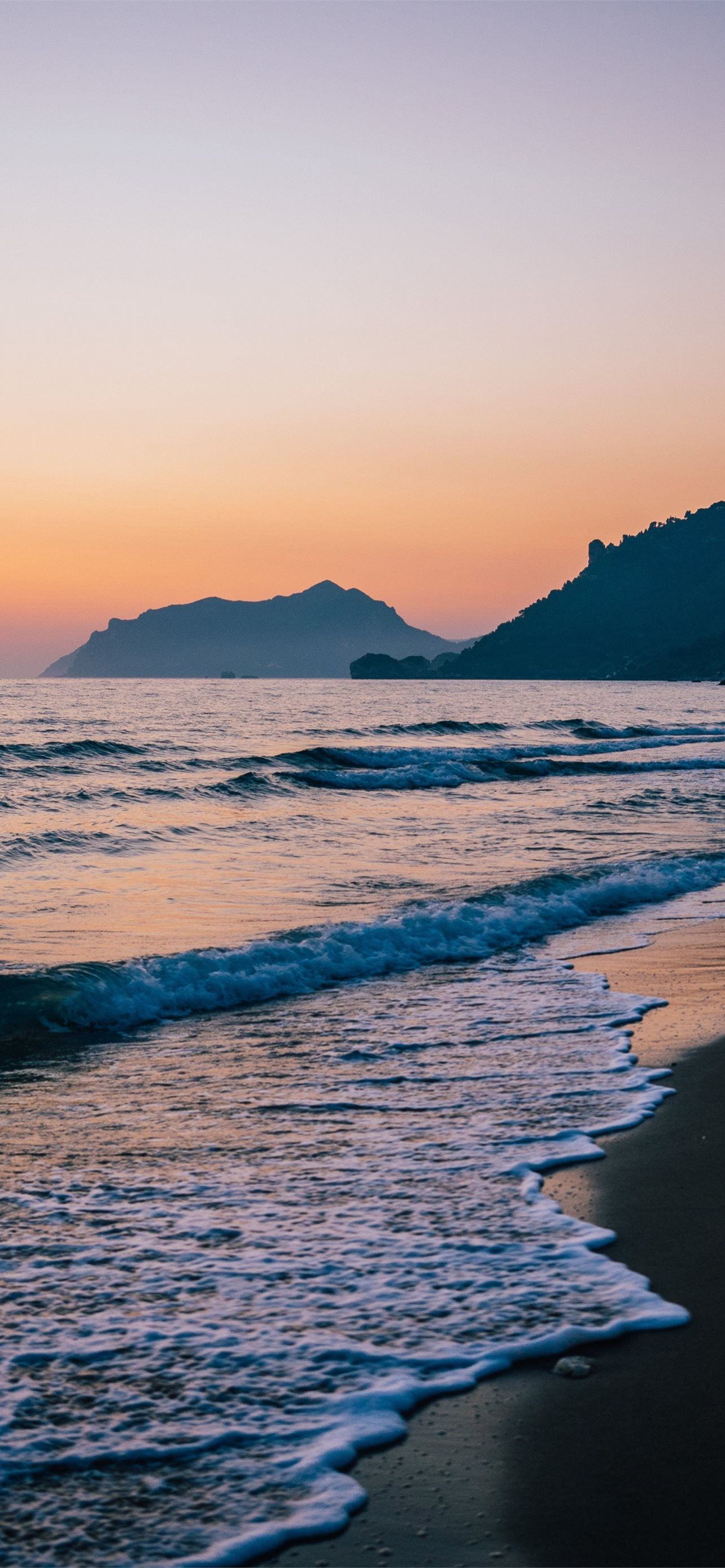 1284x2778 gorfu beach dawn greece sea waves lg v30 lg g6 HD. iPhone Wallpaper Free Download