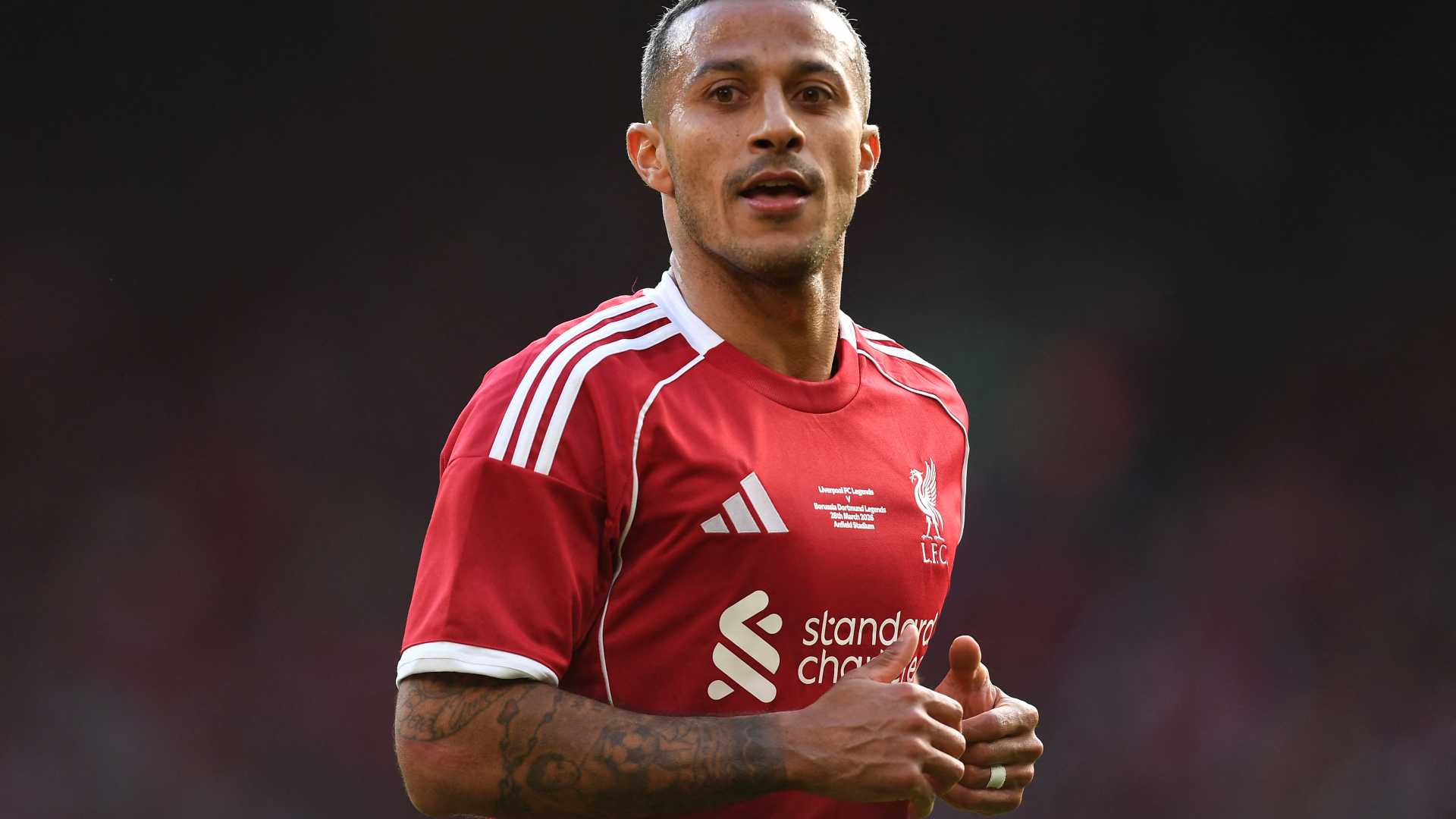 1920x1080 Thiago breaks down in tears during Liverpool Legends match on Anfield return