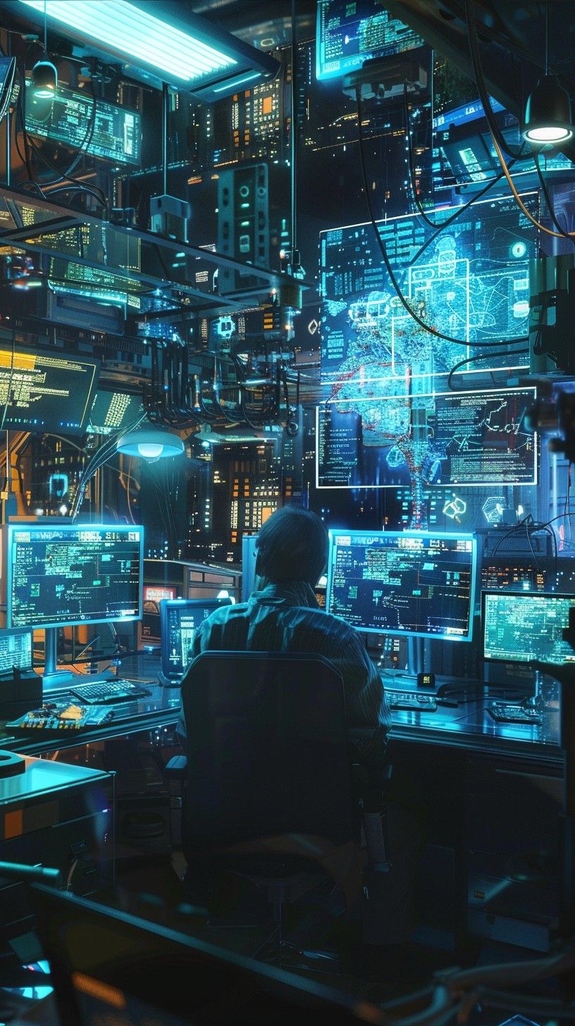 816x1456 Download Futuristic Control Room Image, Technology, Control