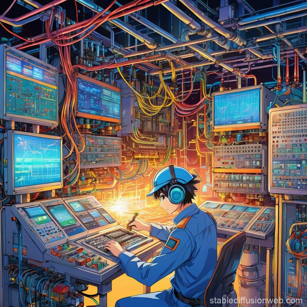 1024x1024 Electrical Engineering and Automation in Painting. Stable Diffusion Online
