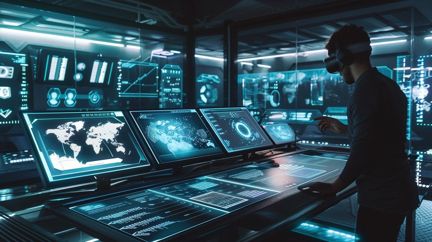 1456x816 Download Futuristic Control Room Image, Innovation, Virtual