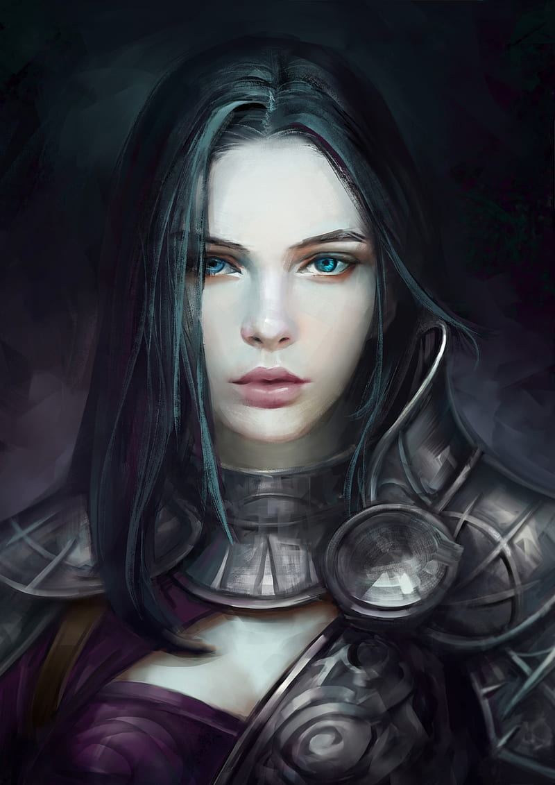 800x1131 Fantasy art, fantasy girl, dark hair, blue eyes, HD phone wallpaper