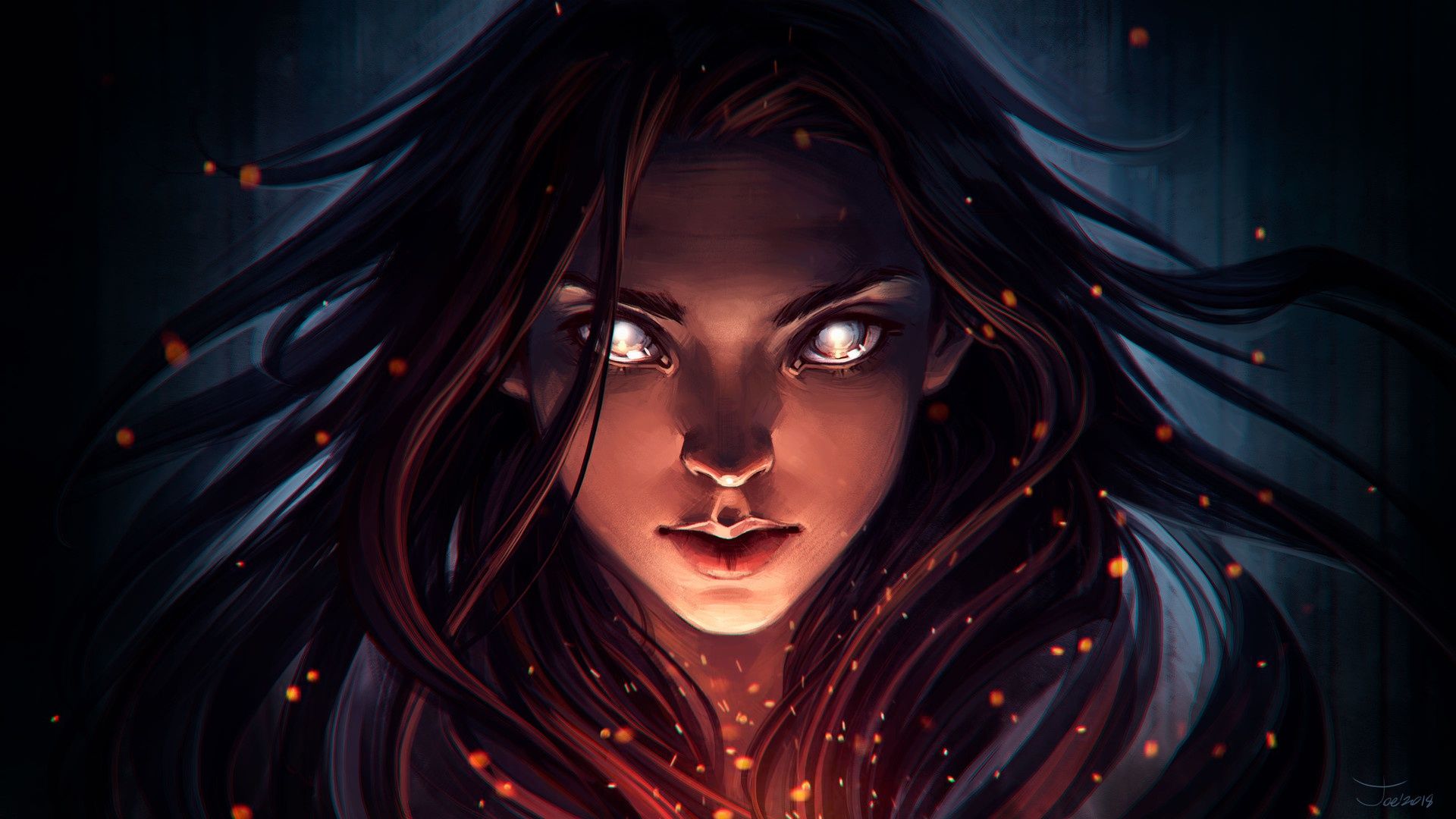 1920x1080 Wallpaper look, fantasy, girl, art, face, art, hair for mobile and desktop, section фантастика, resolution 1920x1080