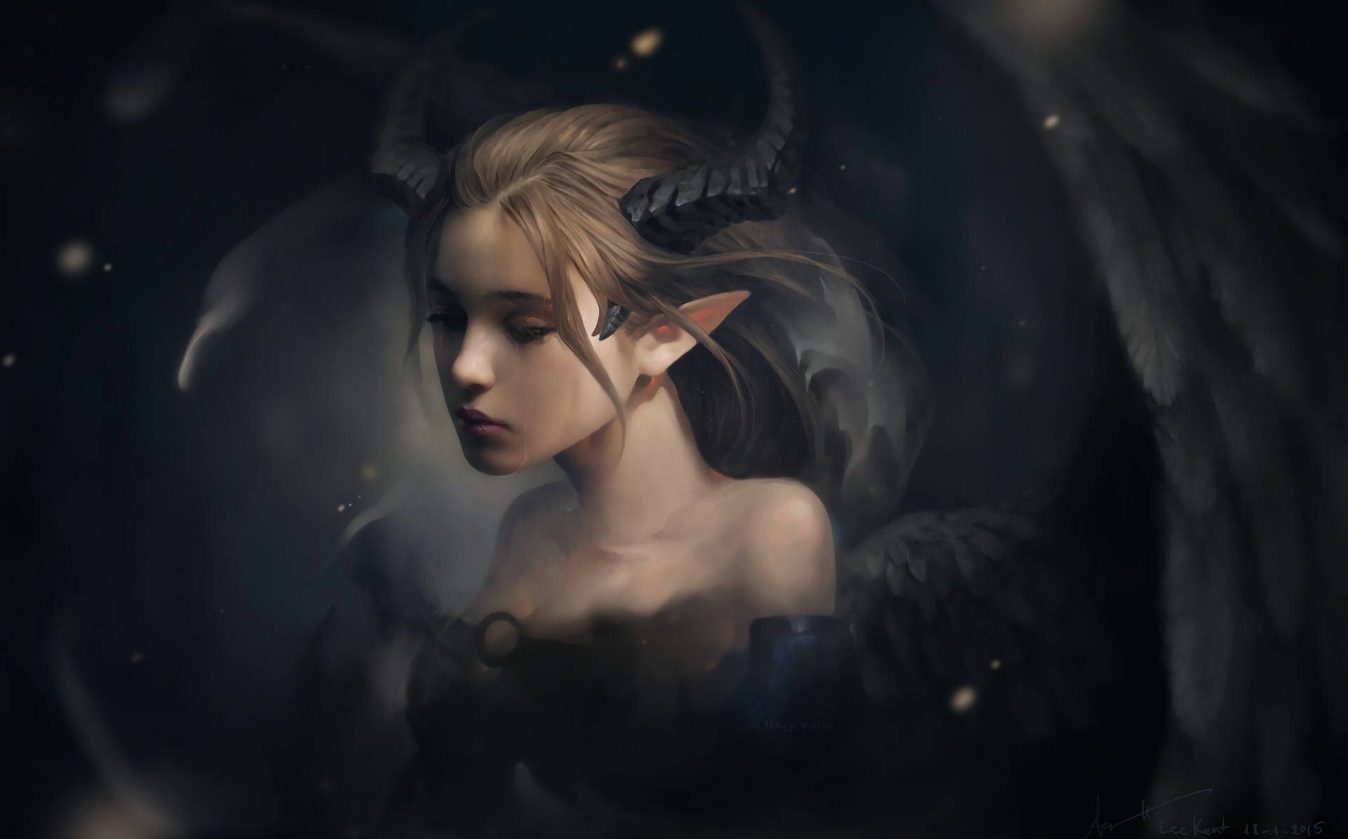 1920x1196 Download Black Girl Elf Fantasy Art Wallpaper
