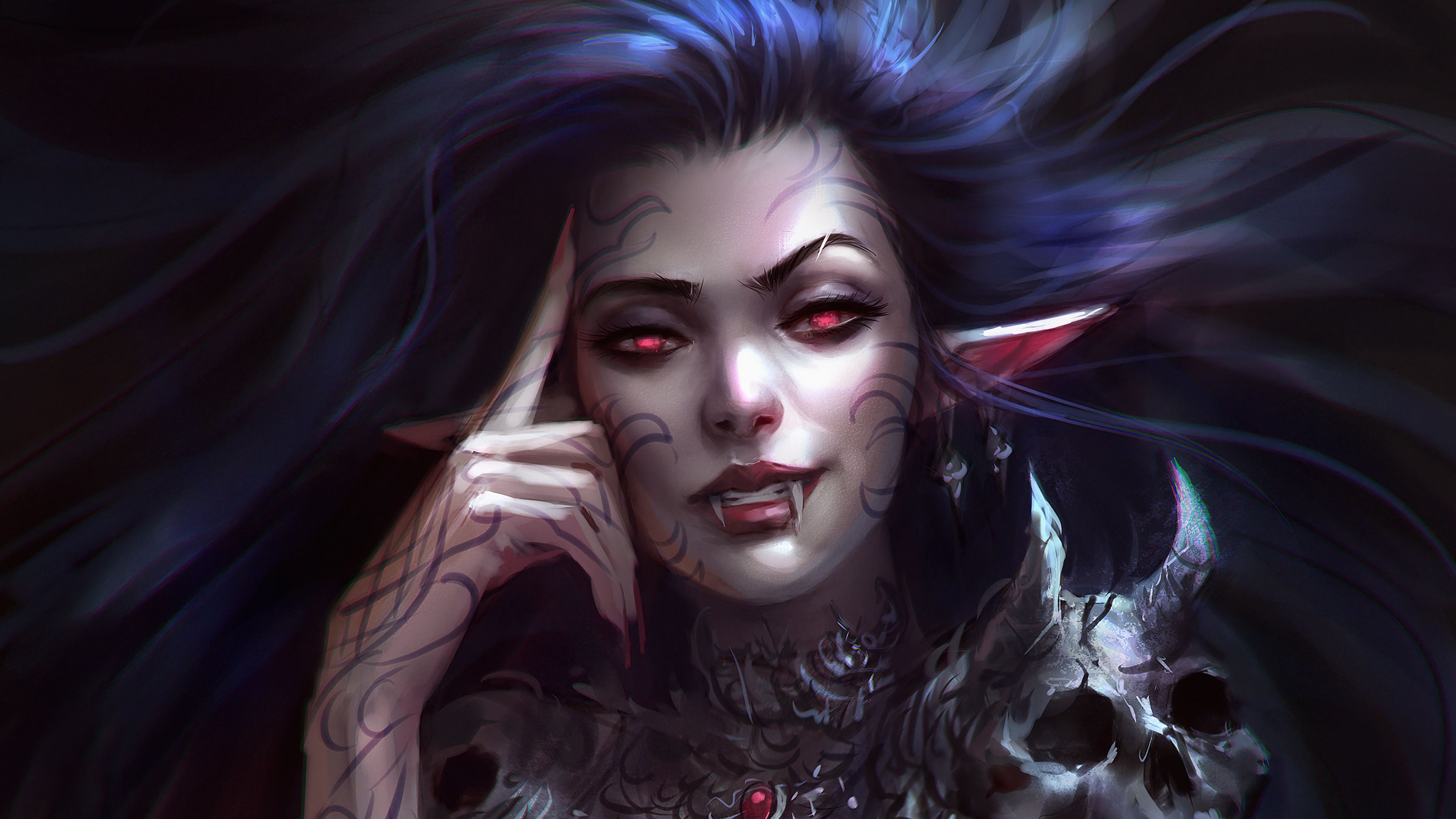 3840x2160 Vampire Elf Girl Fantasy Wallpaper 4K PC Desktop f