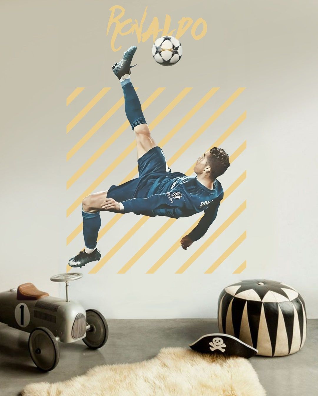 1080x1342 Buy Cristiano Ronaldo Bicycle Kick Wall Decal, Soccer Room Decor (65x43 Inches) Online in India