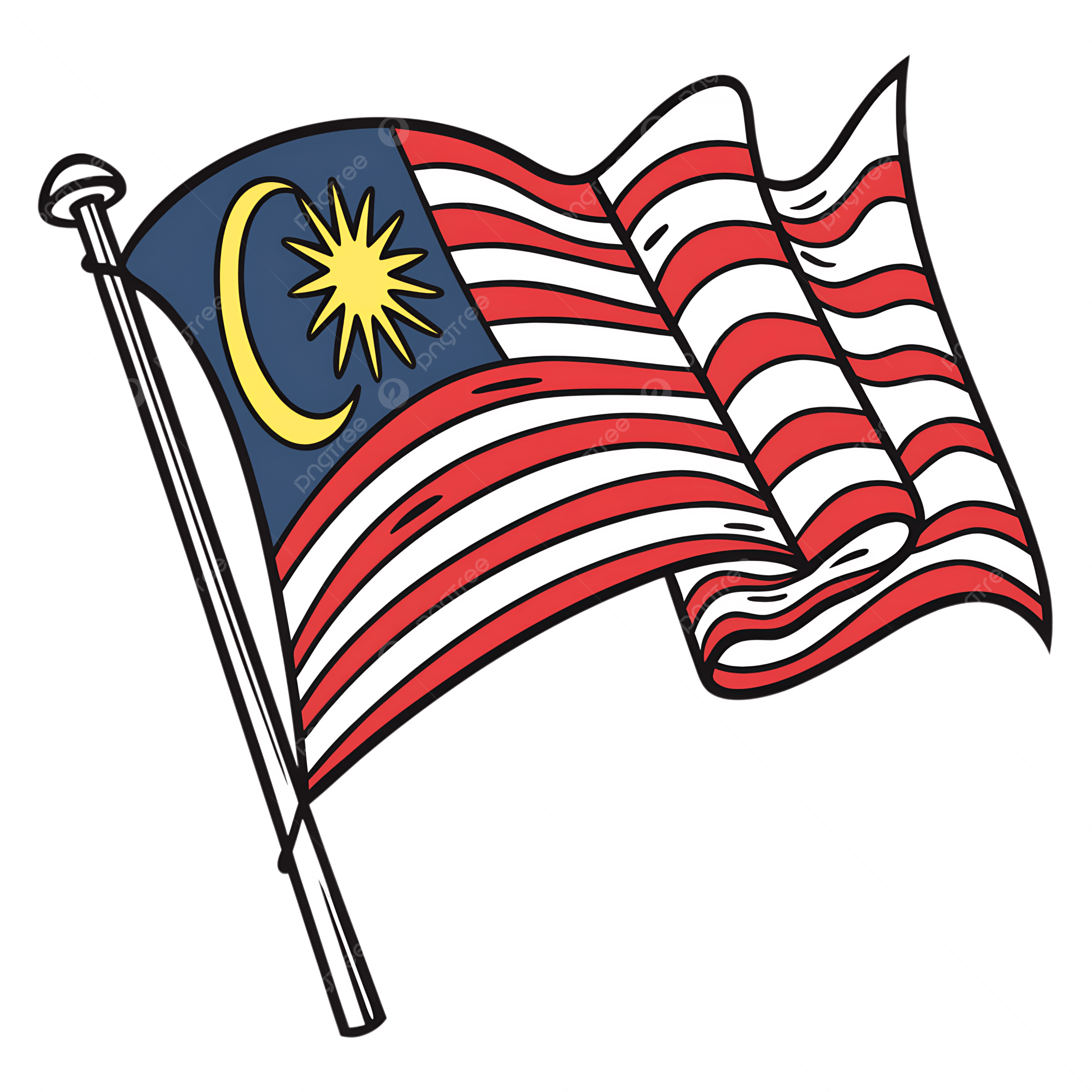 2500x2500 Jalur Gemilang Waving Flag Icon With Clean Edge, Malaysia Flag, Waving Jalur Gemilang, Independence Element PNG Transparent Image and Clipart for Free Download