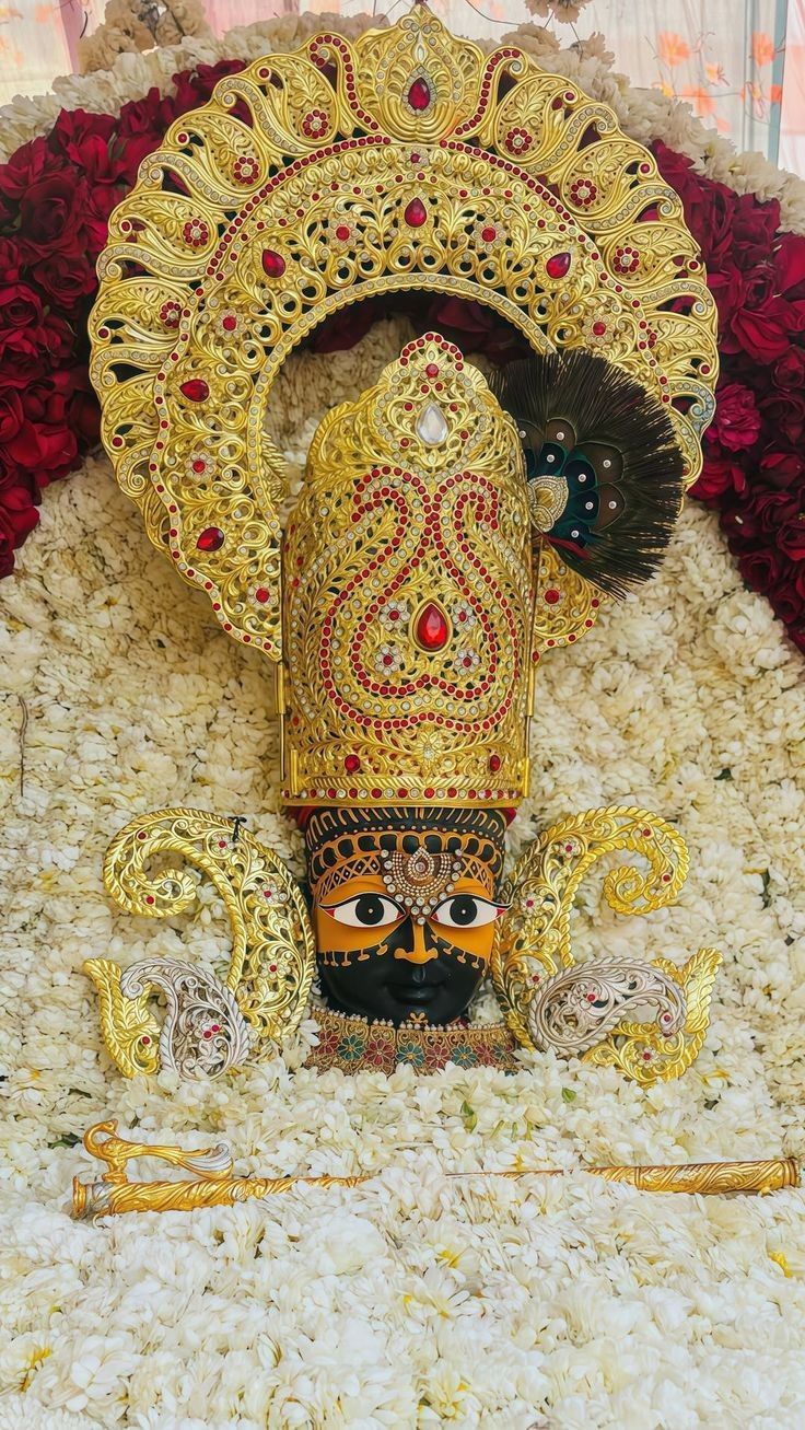 736x1307 Godess image. Temple aesthetic background, Khatushyamji HD wallpaper, Shyam baba khatu wallpaper HD 4k