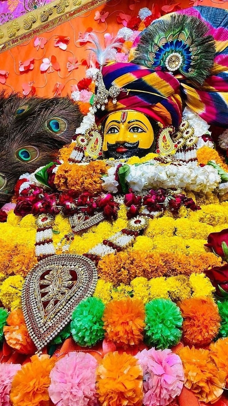 800x1423 Khatu Wale Shyam Ji Ke, colour full flower, baba, lord, god, HD phone wallpaper