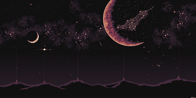 800x400 Planet Pixel Art, HD wallpaper