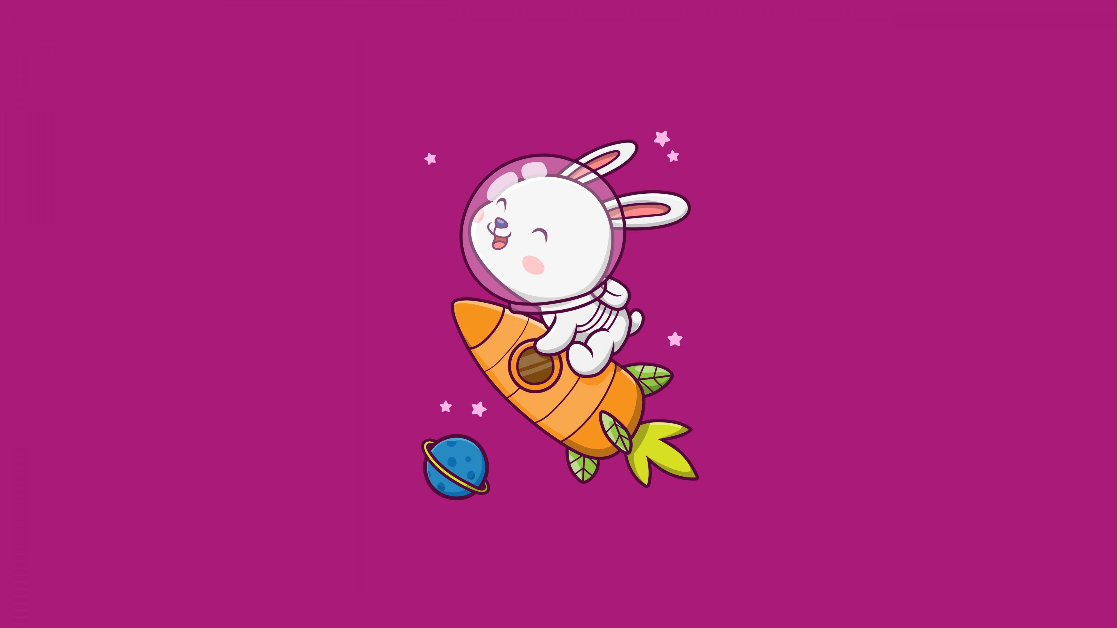 3840x2160 Cute rabbit Wallpaper 4K, Kawaii astronaut, Cute bunny, 5K
